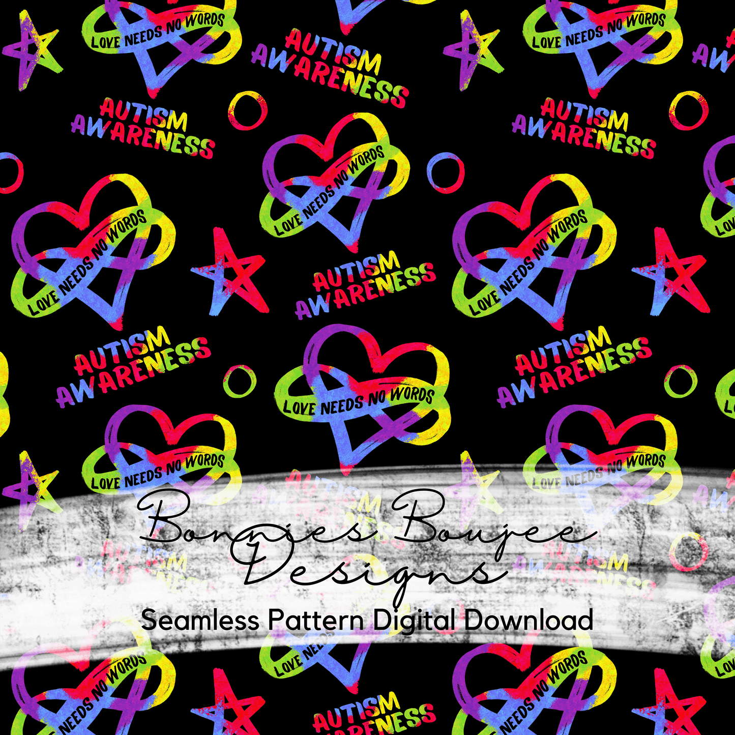 Autism Awareness Heart Hand Drawn Seamless File