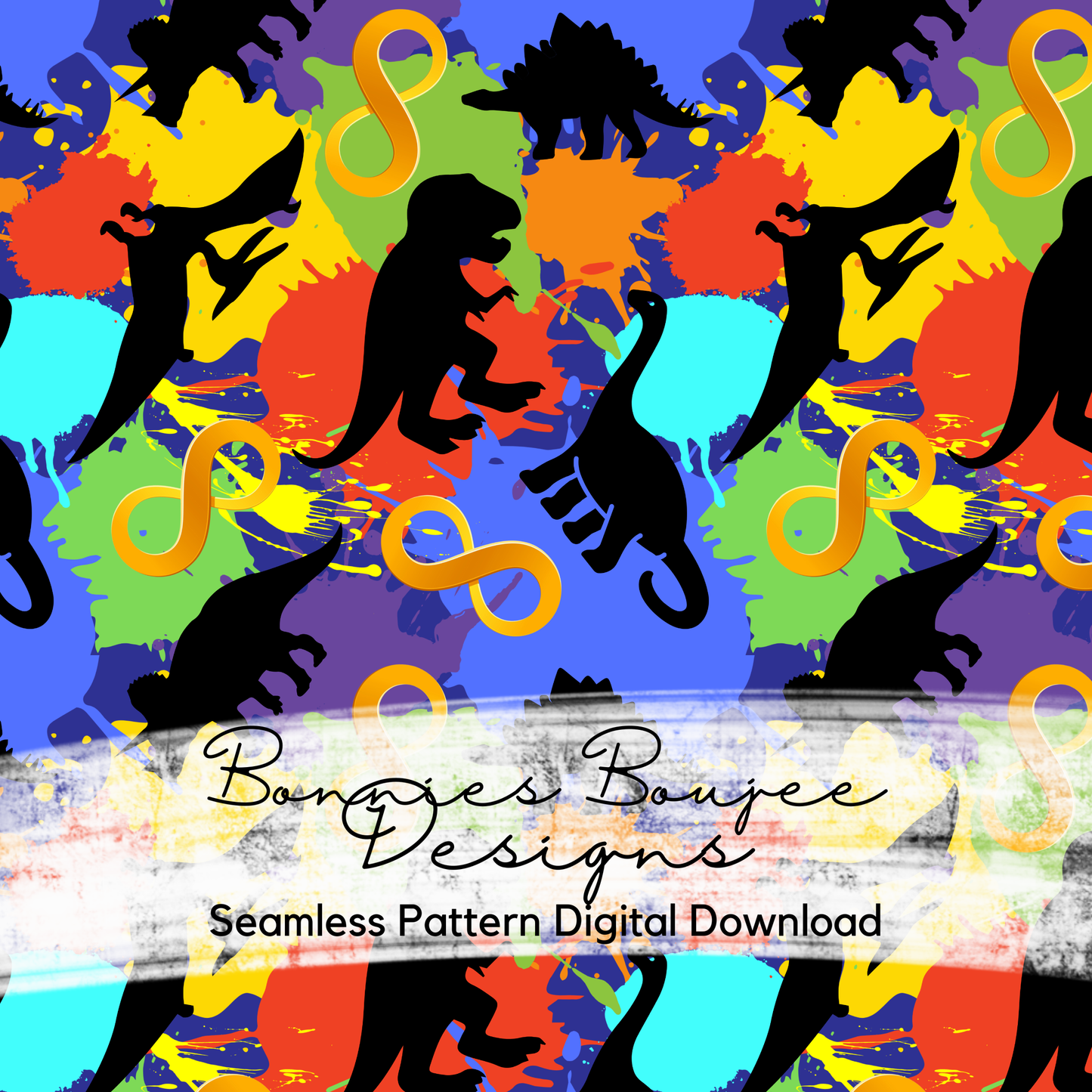 Autism Awareness with Dinos Seamless File