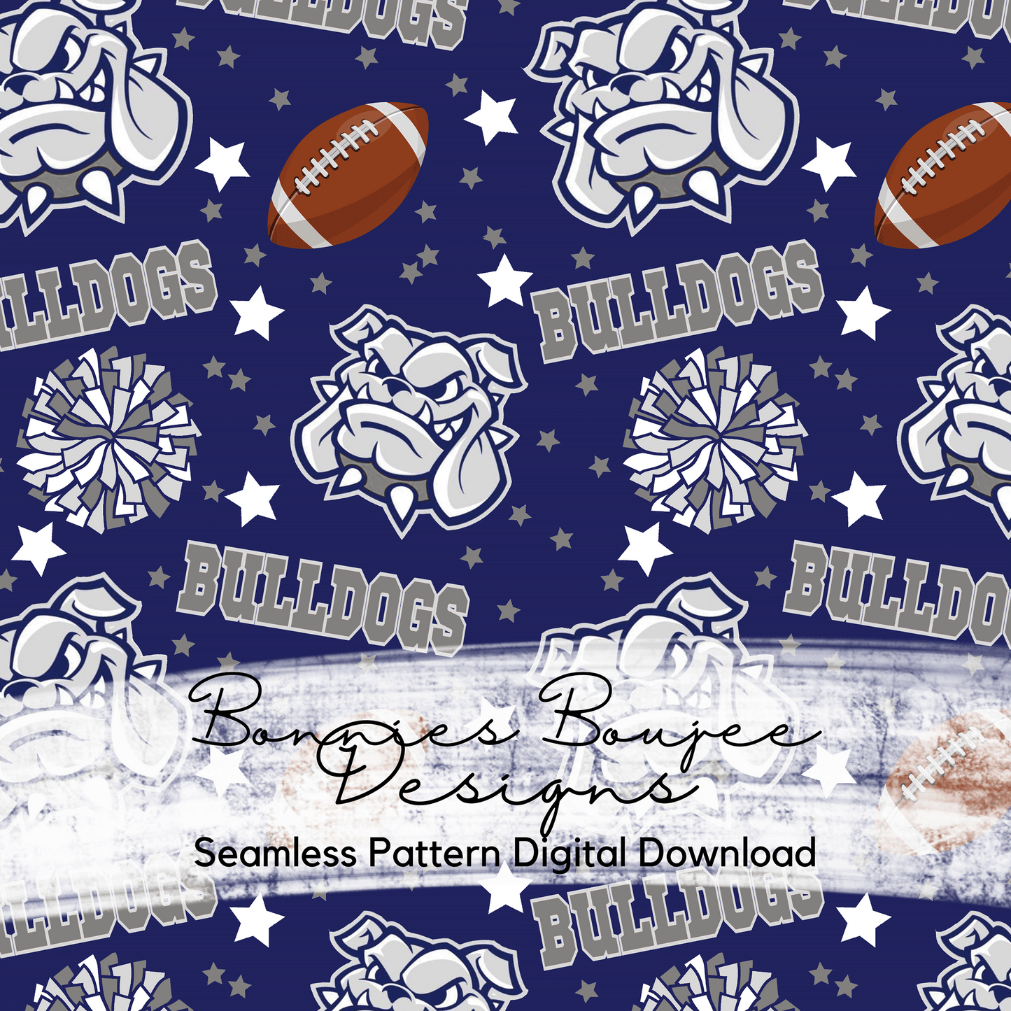 Bulldogs Cheer and Football with Stars Seamless File (Copy)