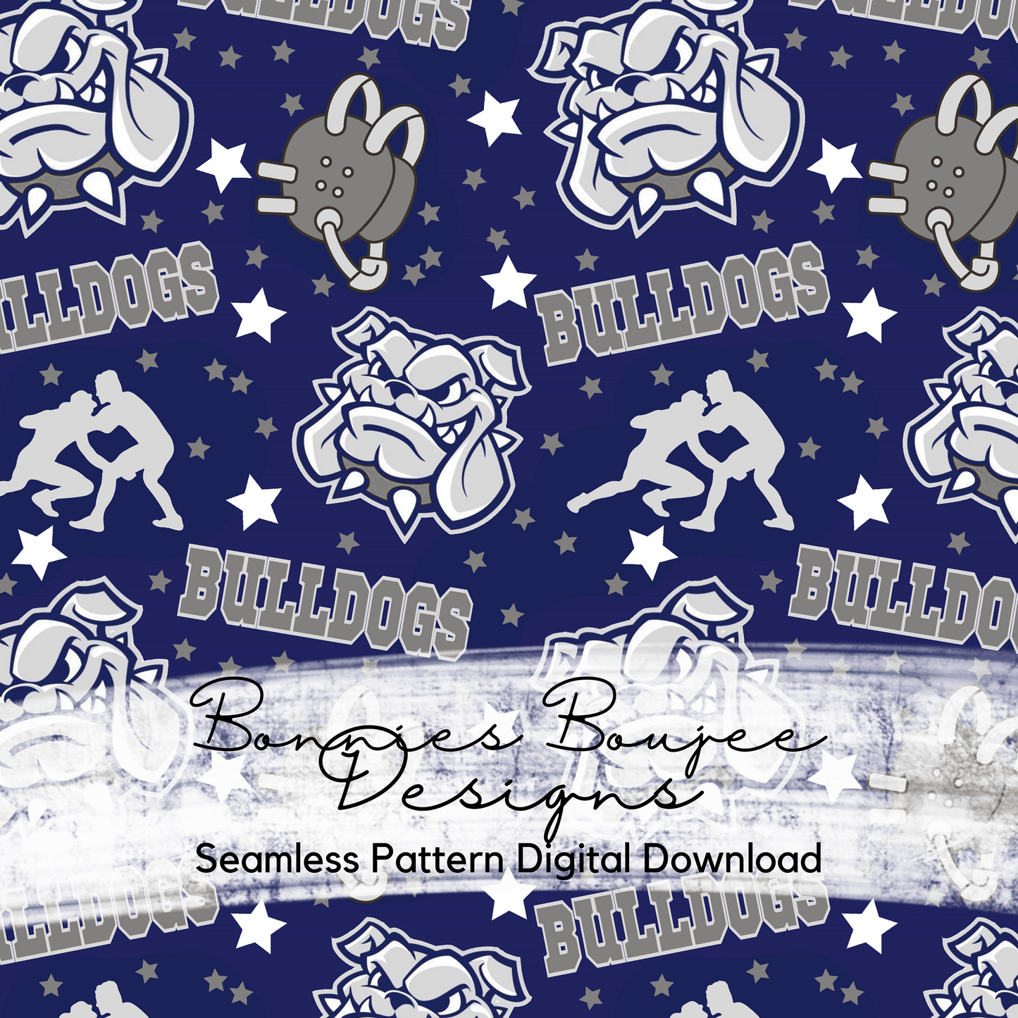 Bulldogs Wrestling and Stars Seamless File