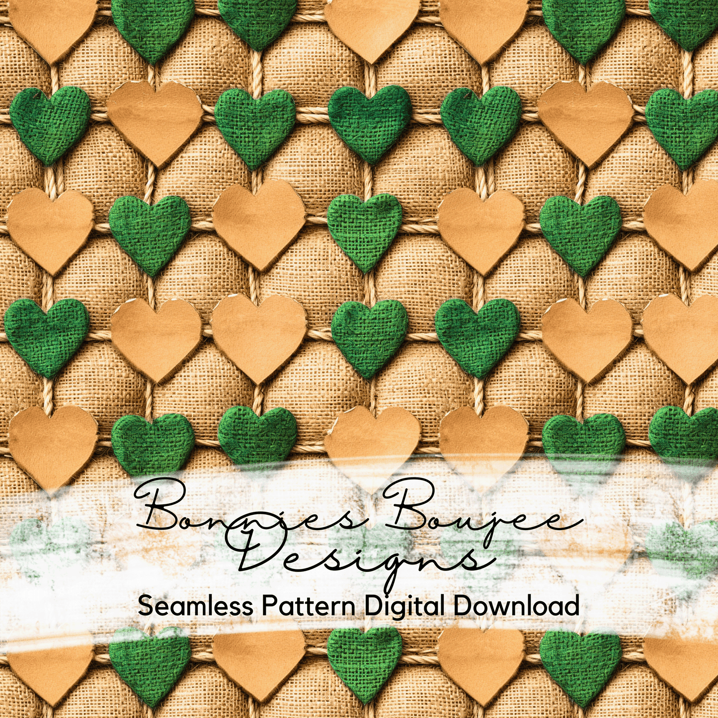 Burlap Green Hearts Seamless File