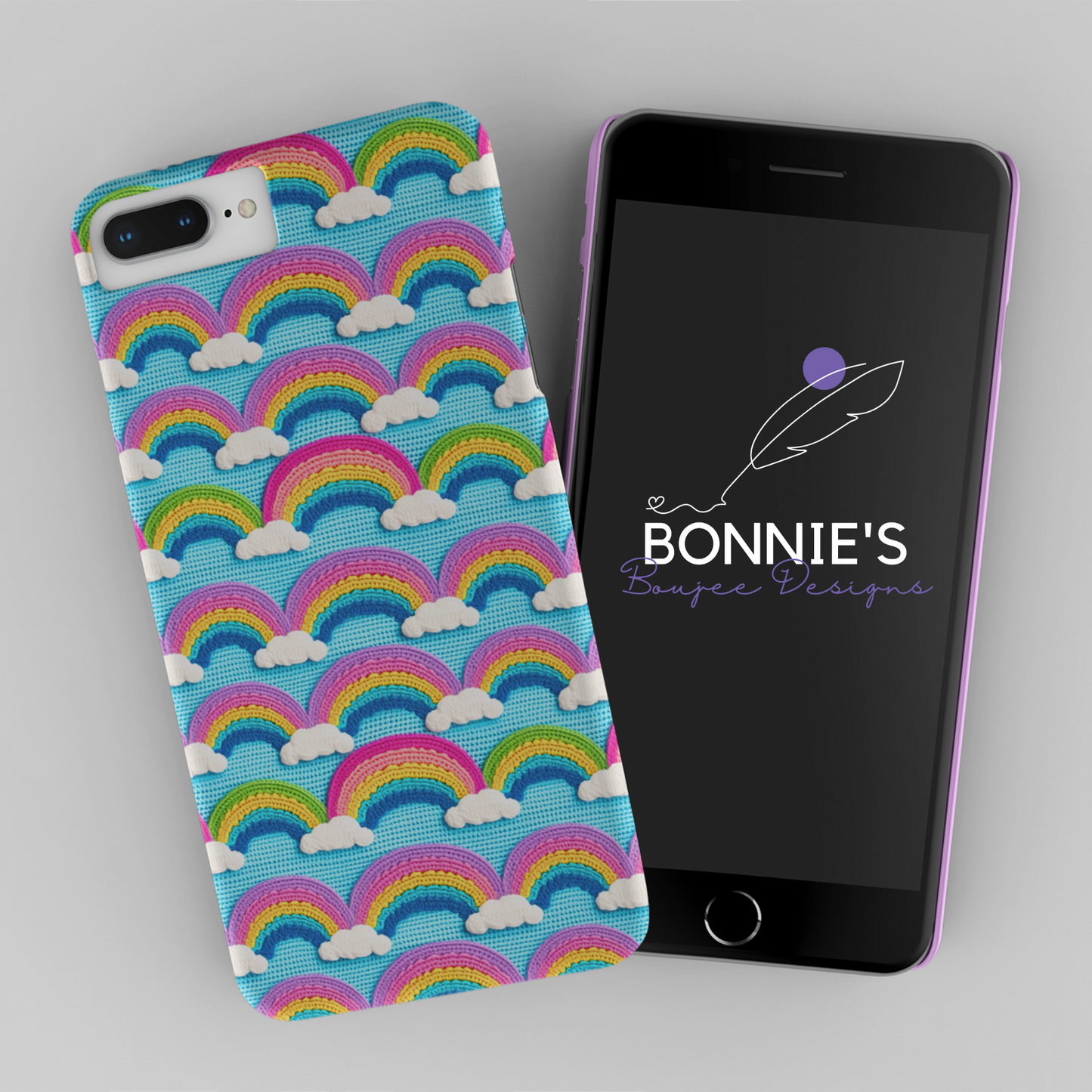 Crochet Rainbows and Clouds Seamless Design