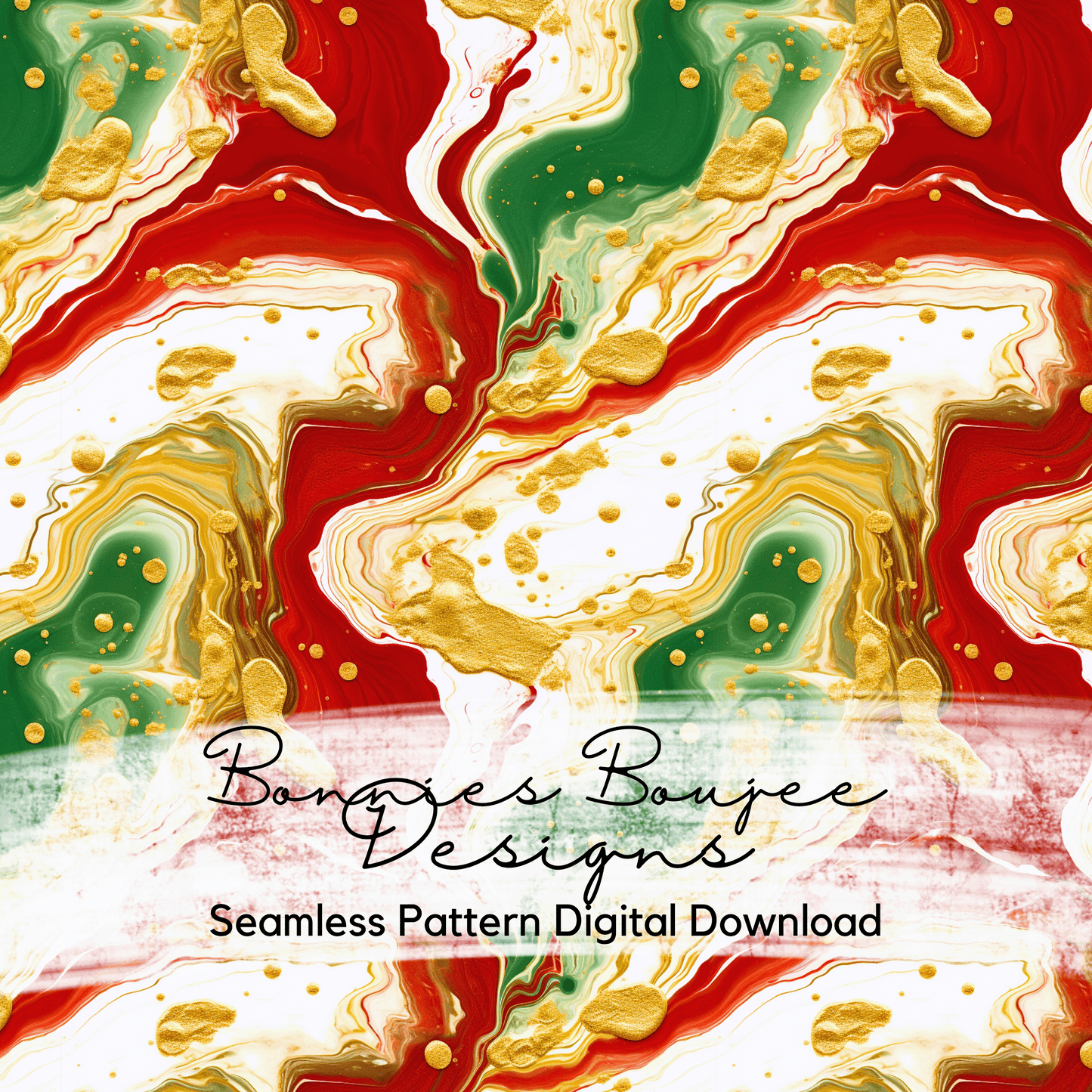 Holiday Green, Red, White and Gold Marbled Seamless File