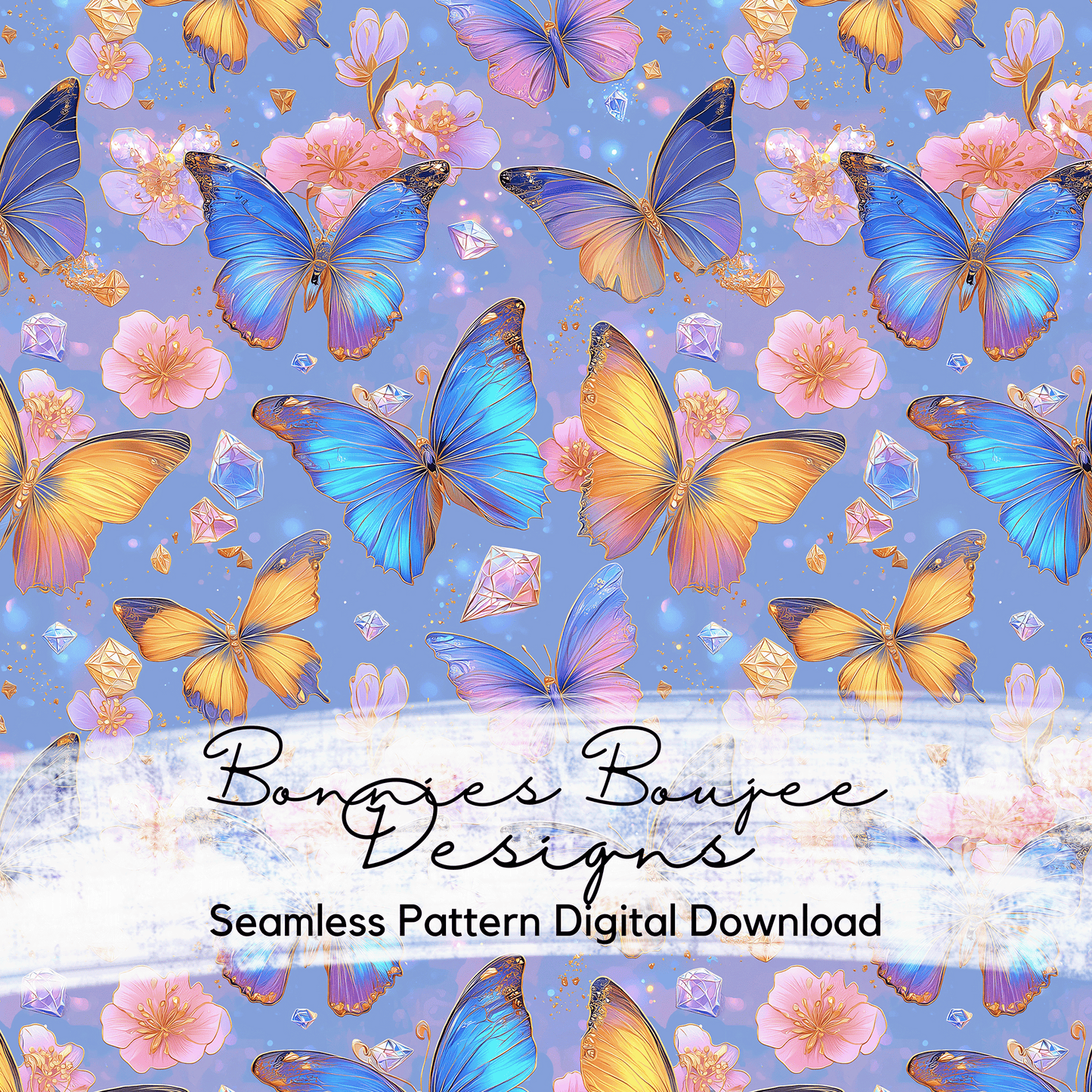 Pastel Flowers and Butterflies Seamless File