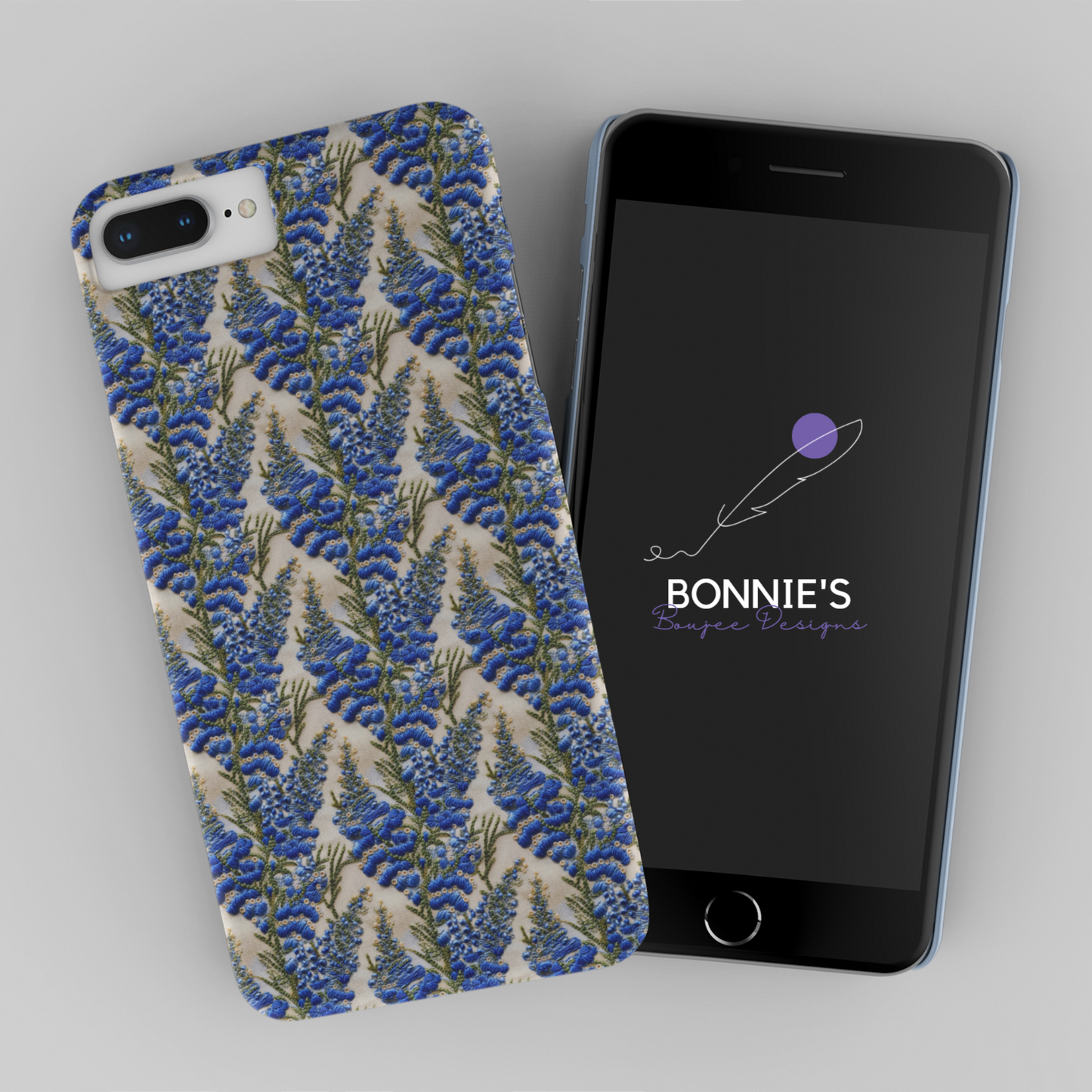 Embroidery of Blue Bonnet Flowers Seamless File