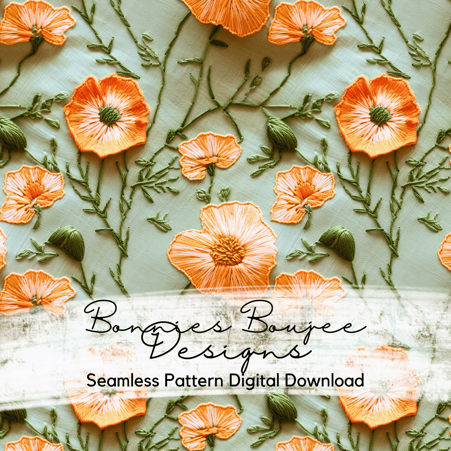 Embroidery California Poppy Seamless File
