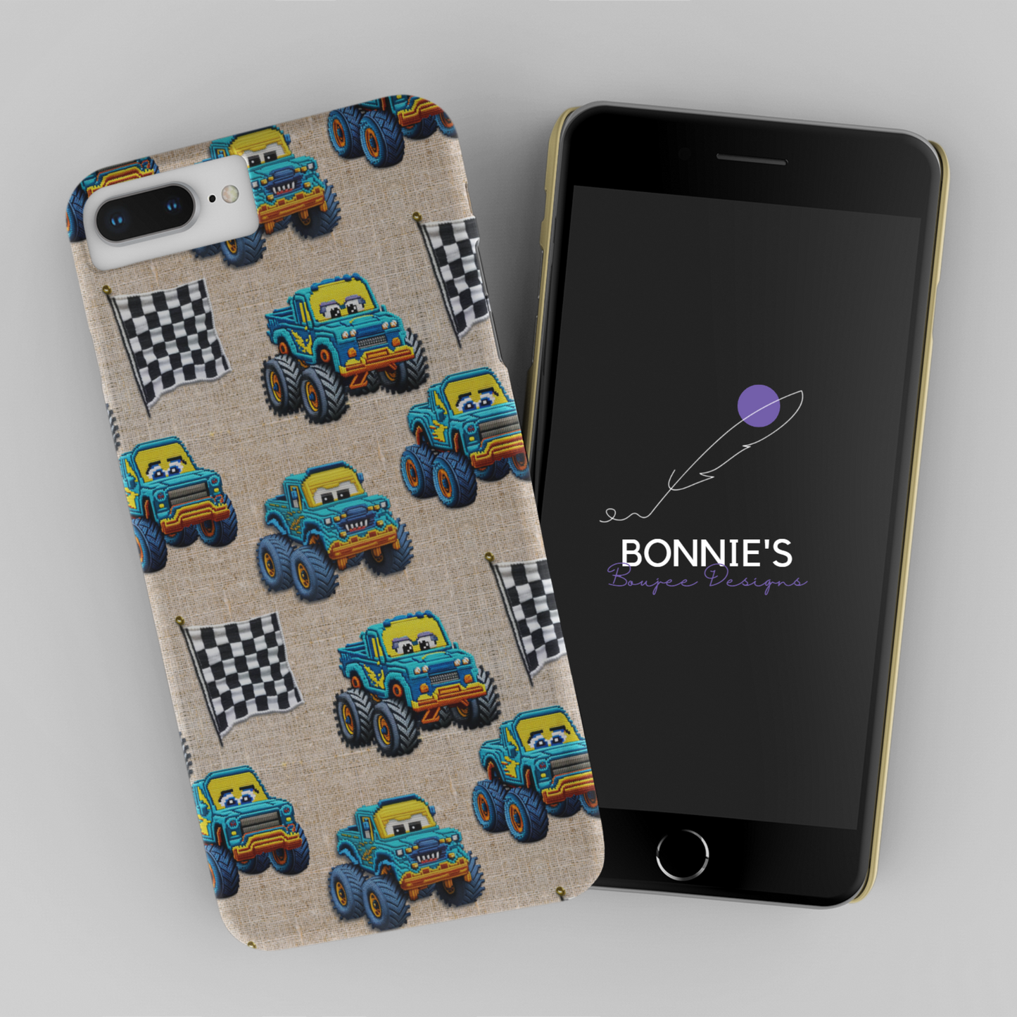 Embroidery Blue Monster Trucks Seamless File