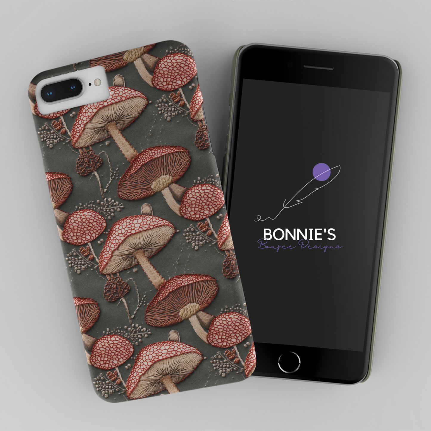 Embroidery Red Spotted Mushrooms Seamless File
