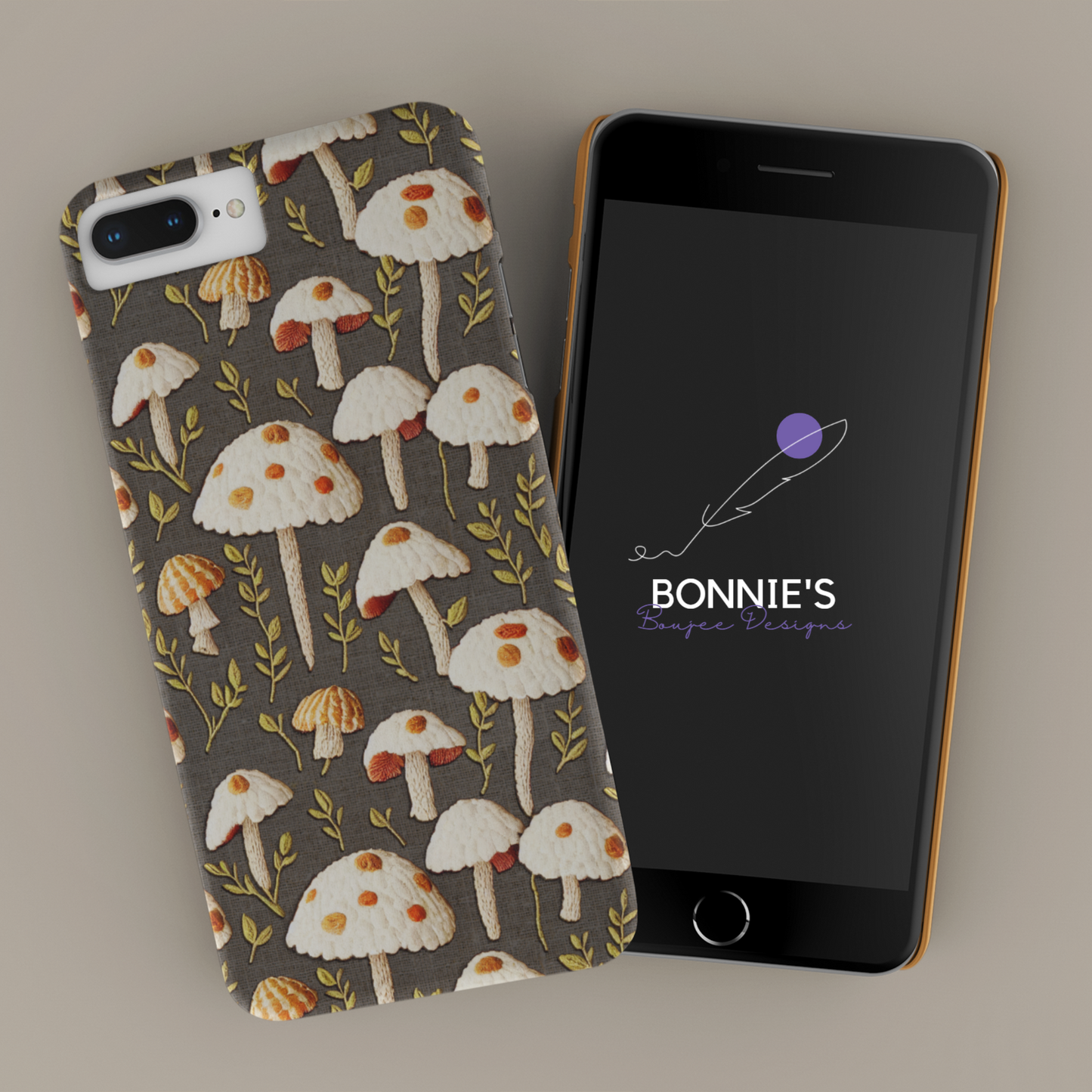 Embroidery of White Mushrooms Seamless File