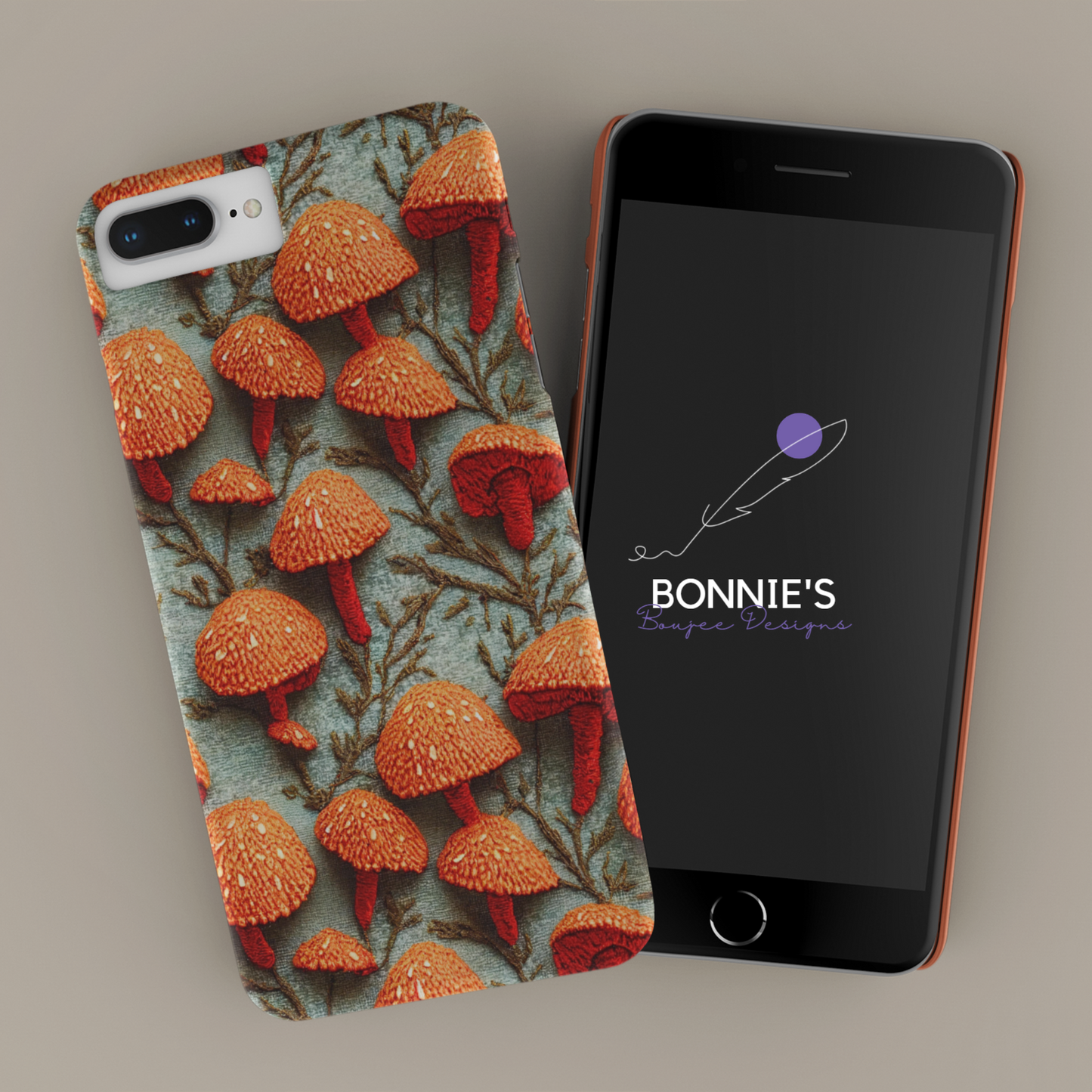 Embroidery of Orange Mushrooms Seamless File