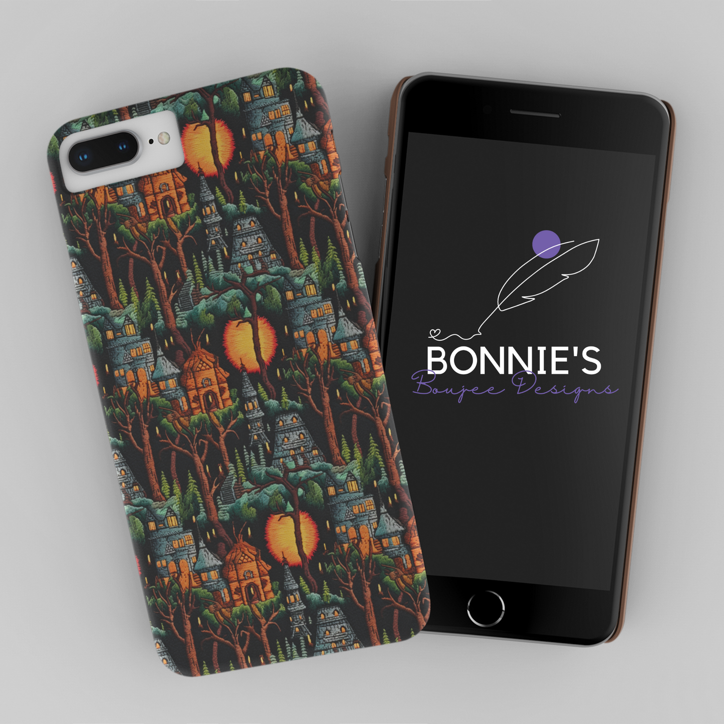 Embroidery Haunted House in the Woods Seamless Design