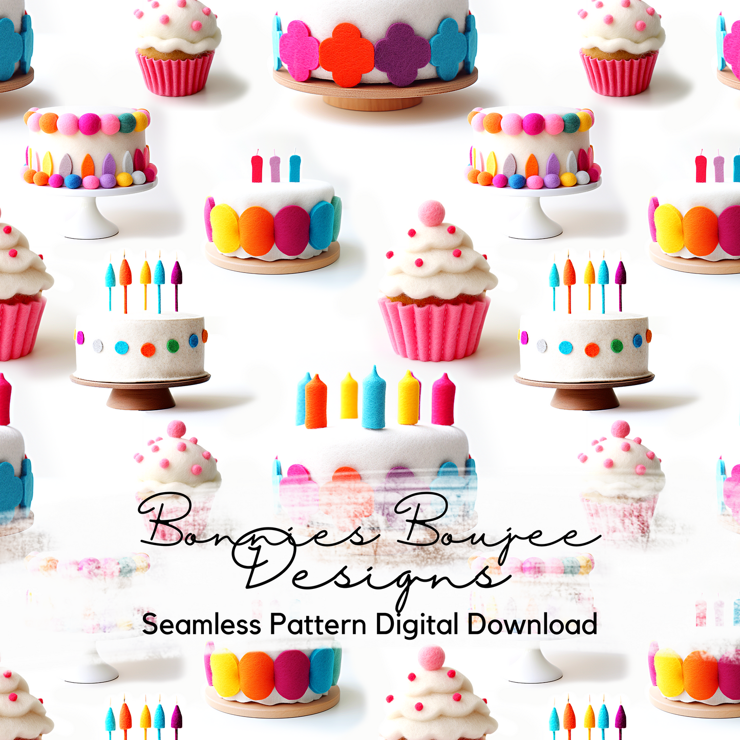 Birthday Cake made of Felt Seamless File