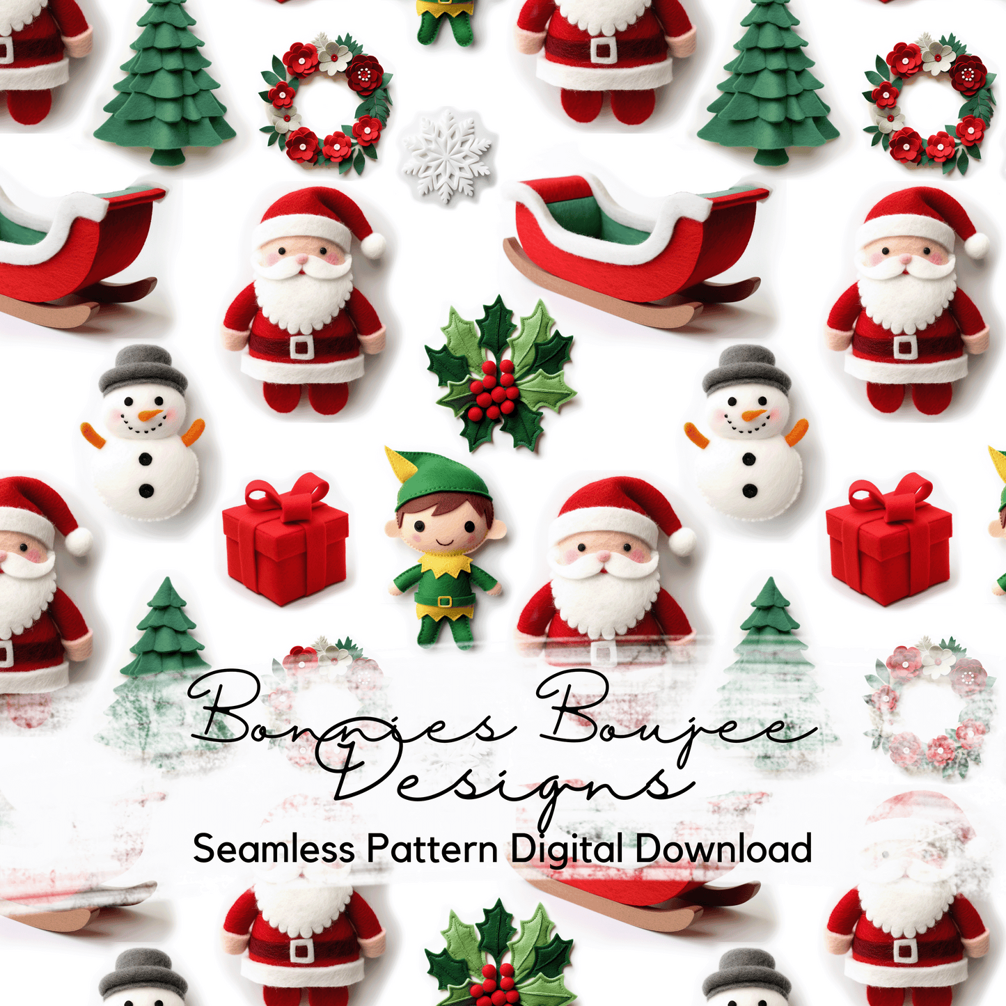 Felt Christmas Santa and Icons Seamless File