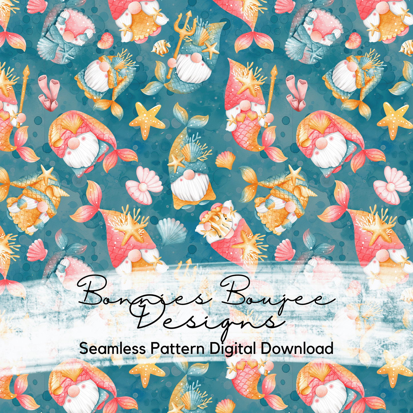 Gnome Mermaids Seamless File with Two Colorways