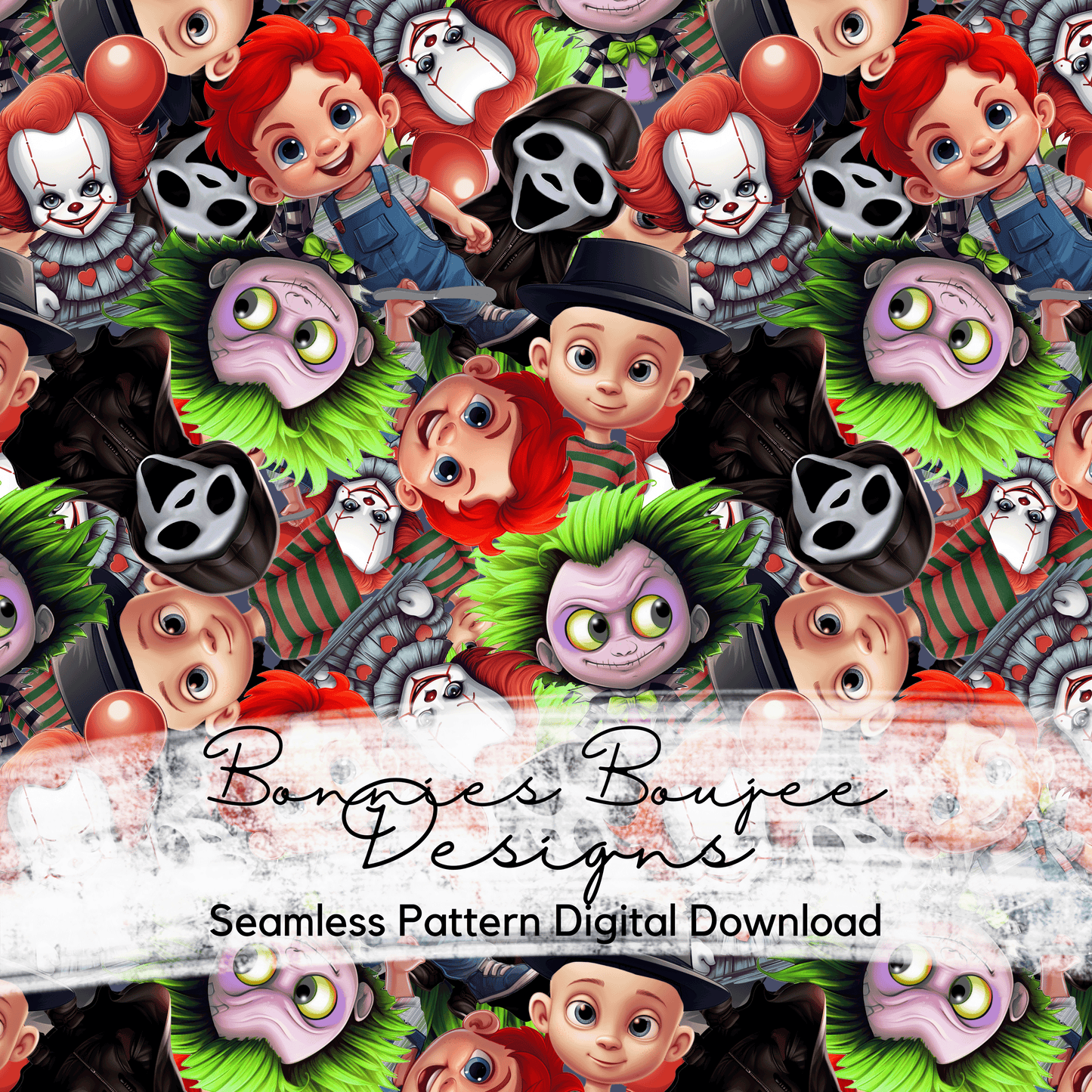 Horror Characters Mash Up Seamless File