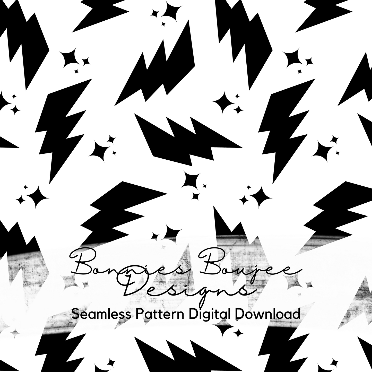 White with Black Lightning and stars Seamless File