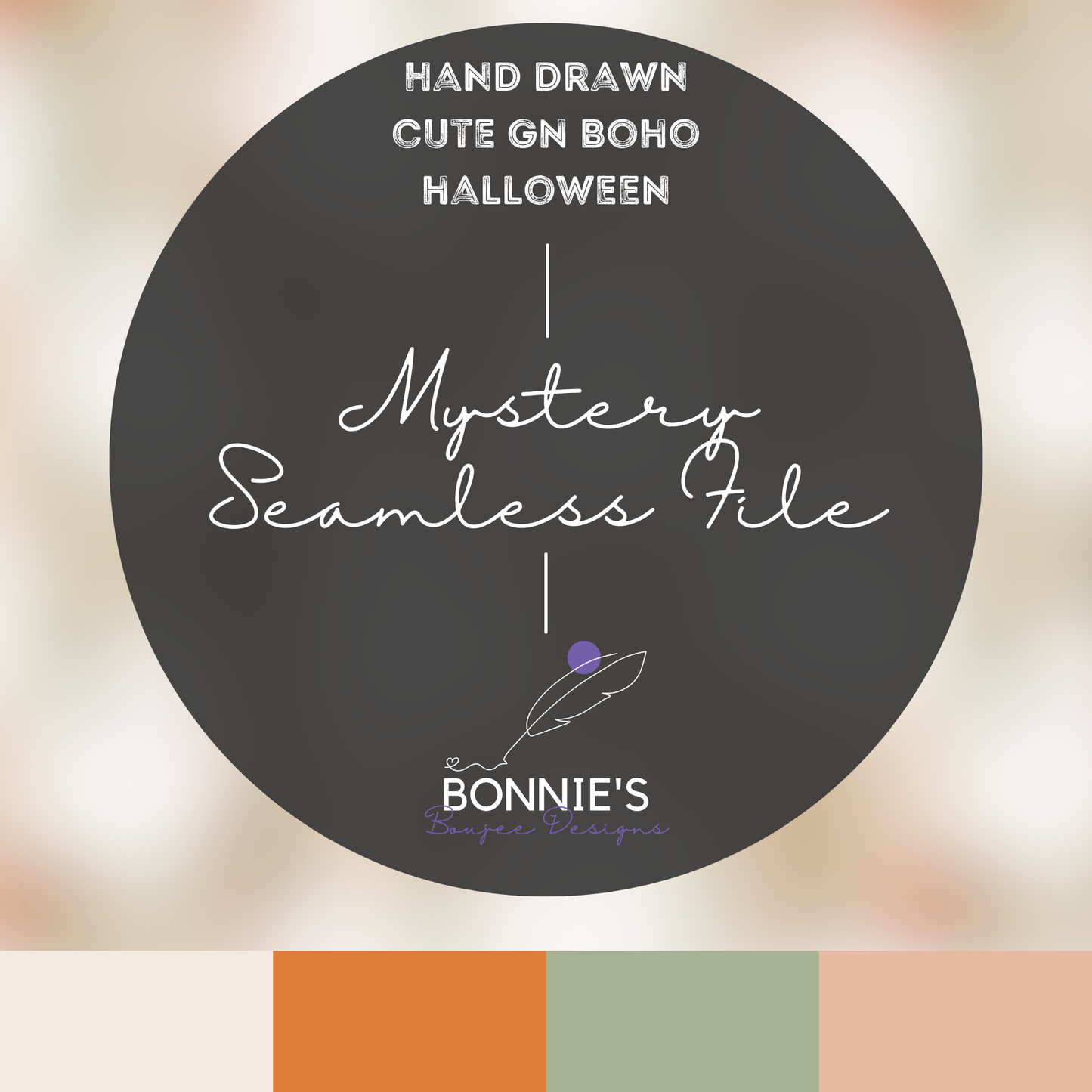 Mystery Hand Drawn Cute Boho Halloween Seamless File