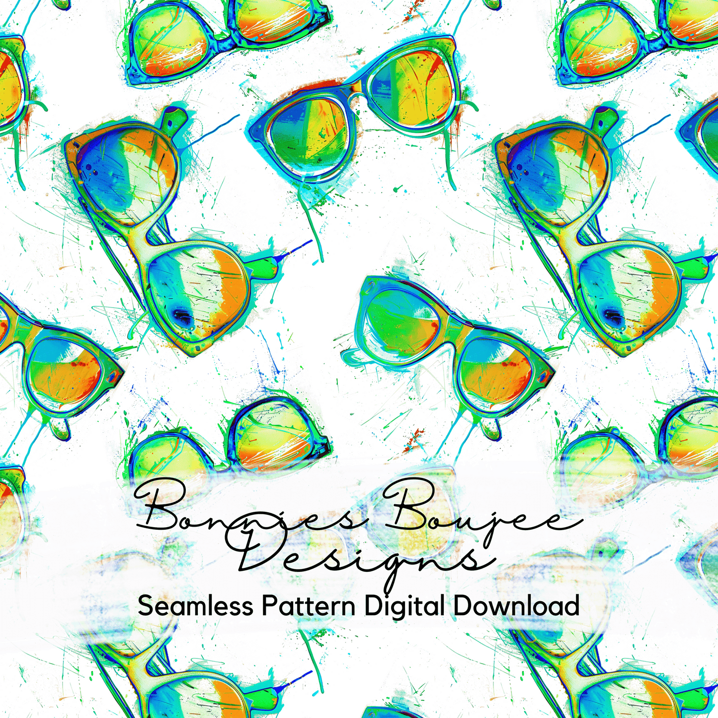 Neon Sunglasses on White Seamless file