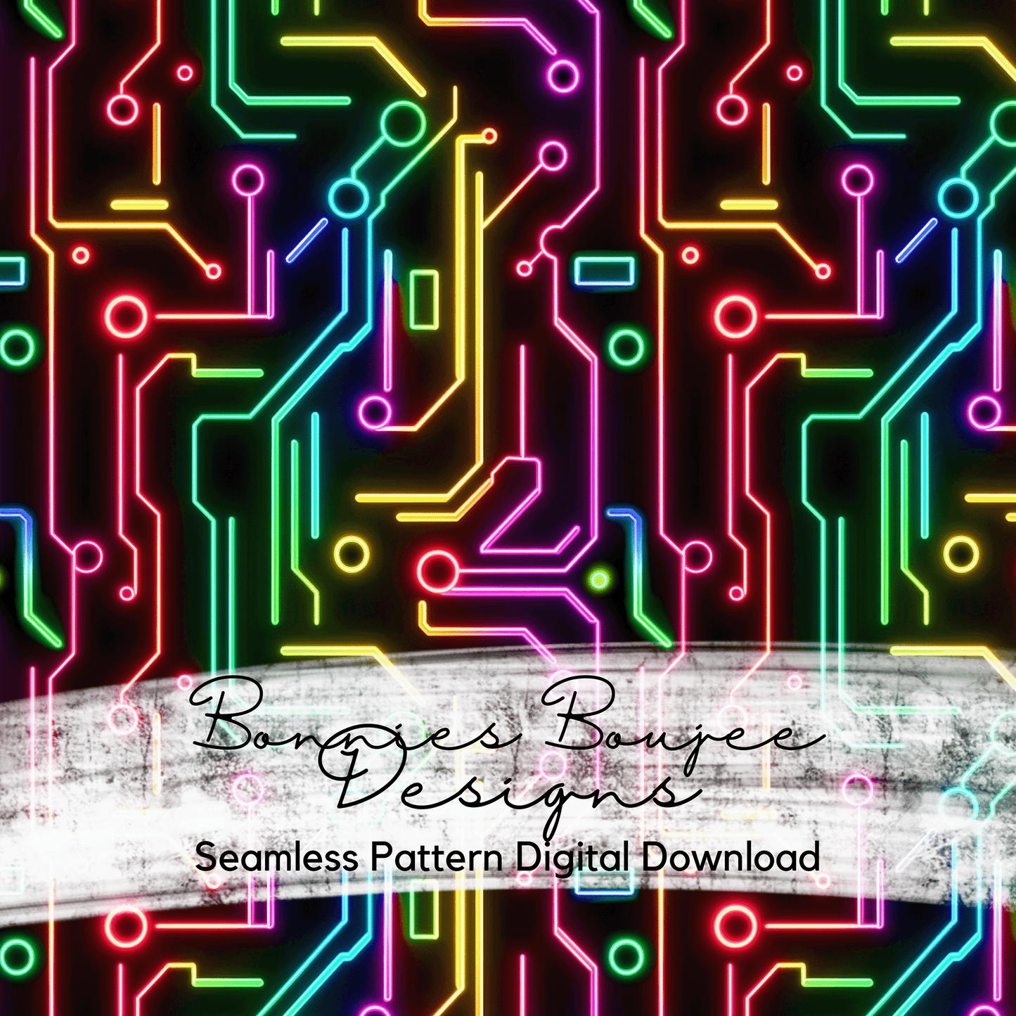 Neon Circuit Board Themed Seamless File