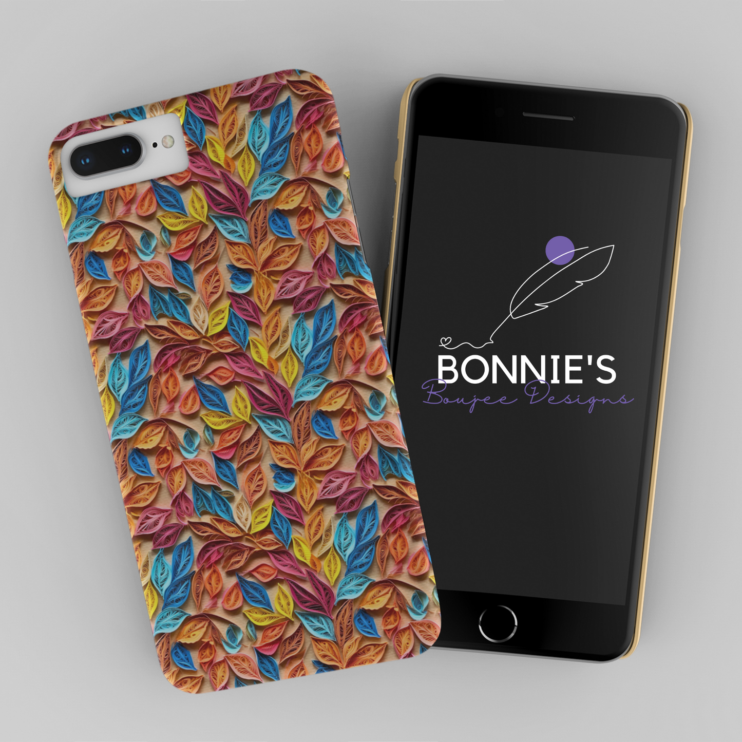 Paper Quilling Style of Colorful Fall Leaves Seamless File