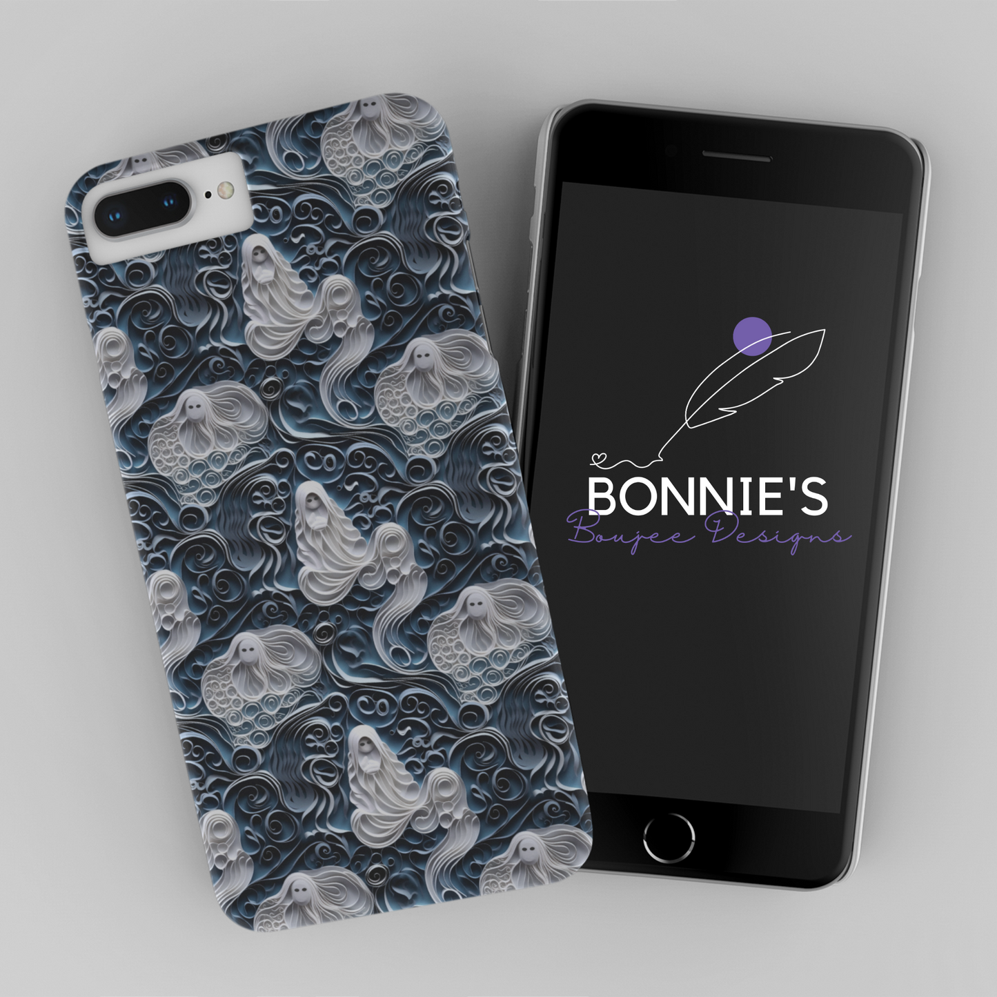 Paper Quilling of Ghost Duo Seamless Design