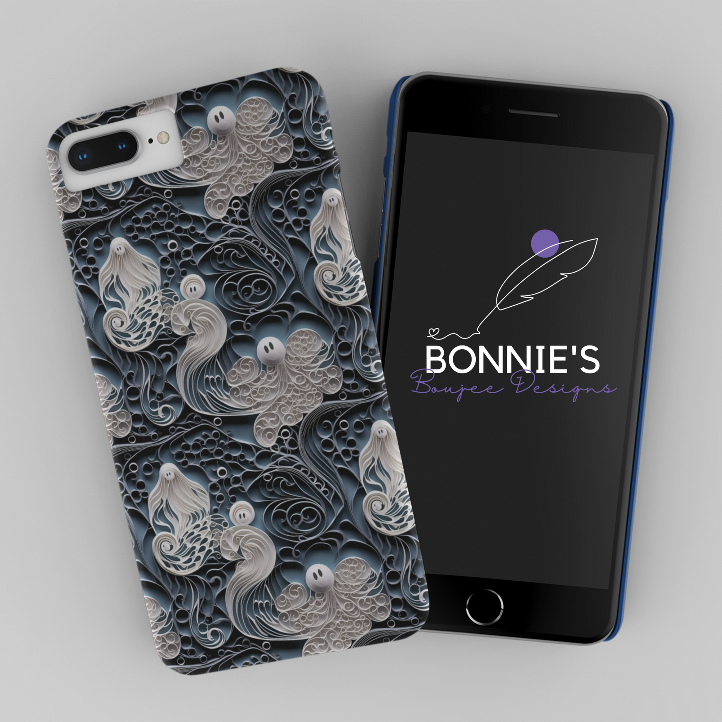 Paper Quilling of Ghost Trio Seamless Design