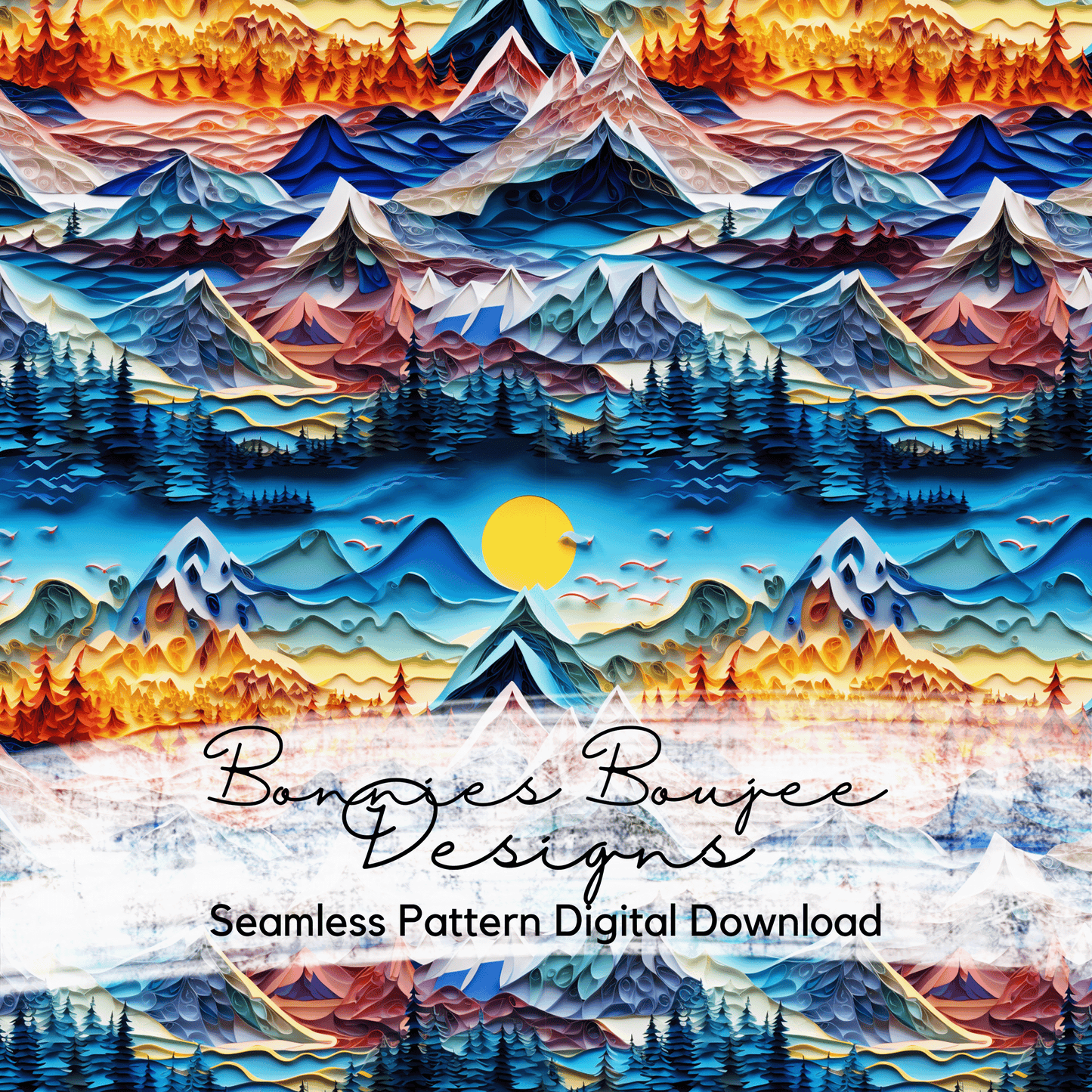 Sunset Mountain Paper Texture Seamless File