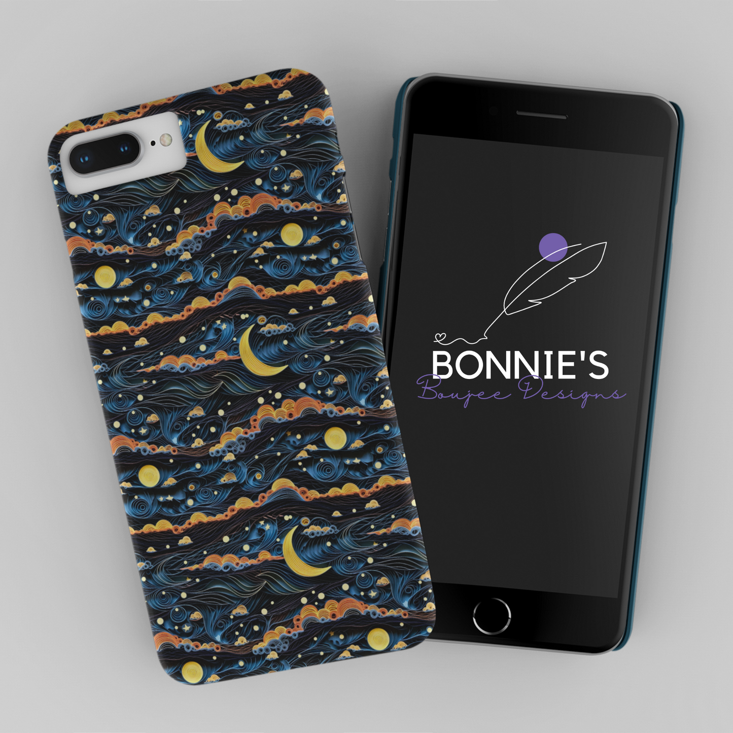 Paper Quilling Night Sky and Moons Seamless Design