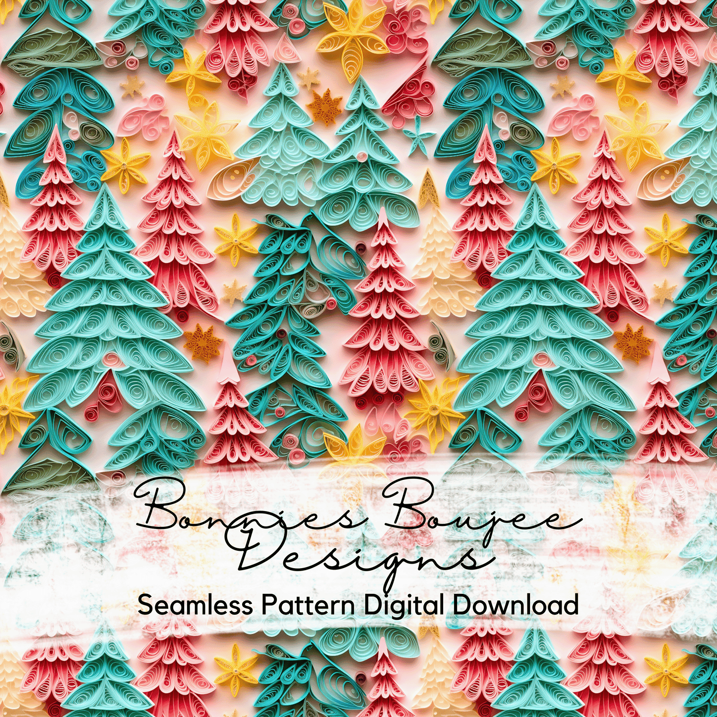 Colorful Paper Quilled Forrest Trees Seamless File