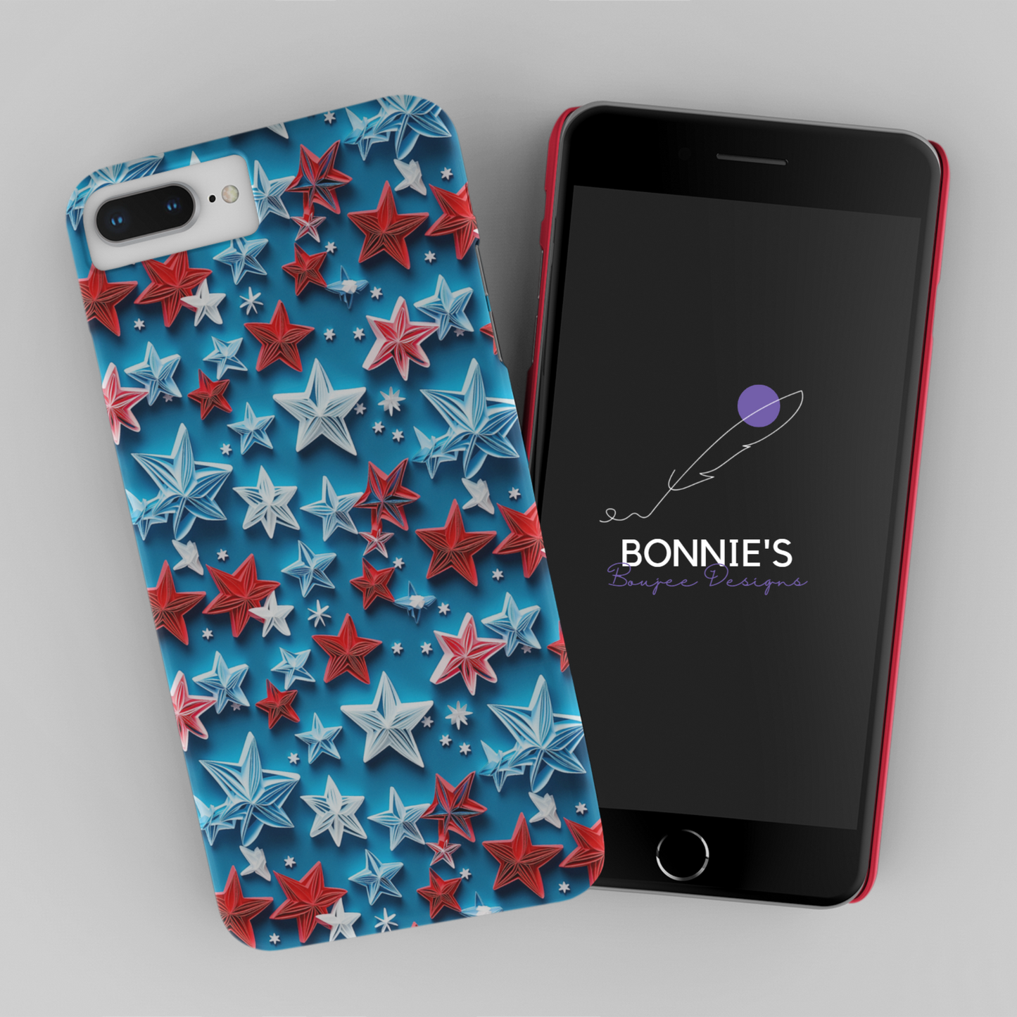 Paper Quilling of Red, White and Blue Stars Seamless File