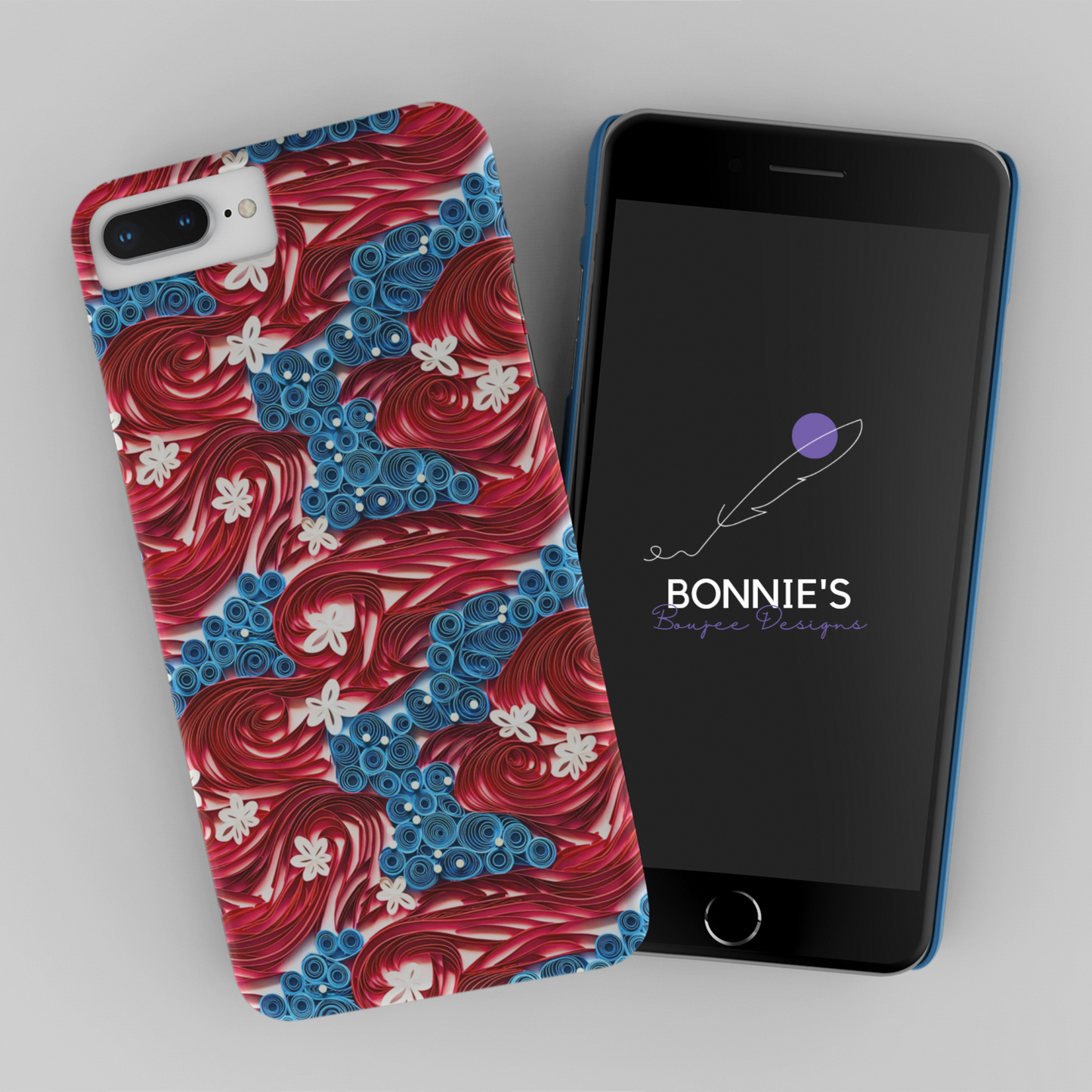 Paper Quilling of Red, White and Blue Stripes and Stars Seamless File