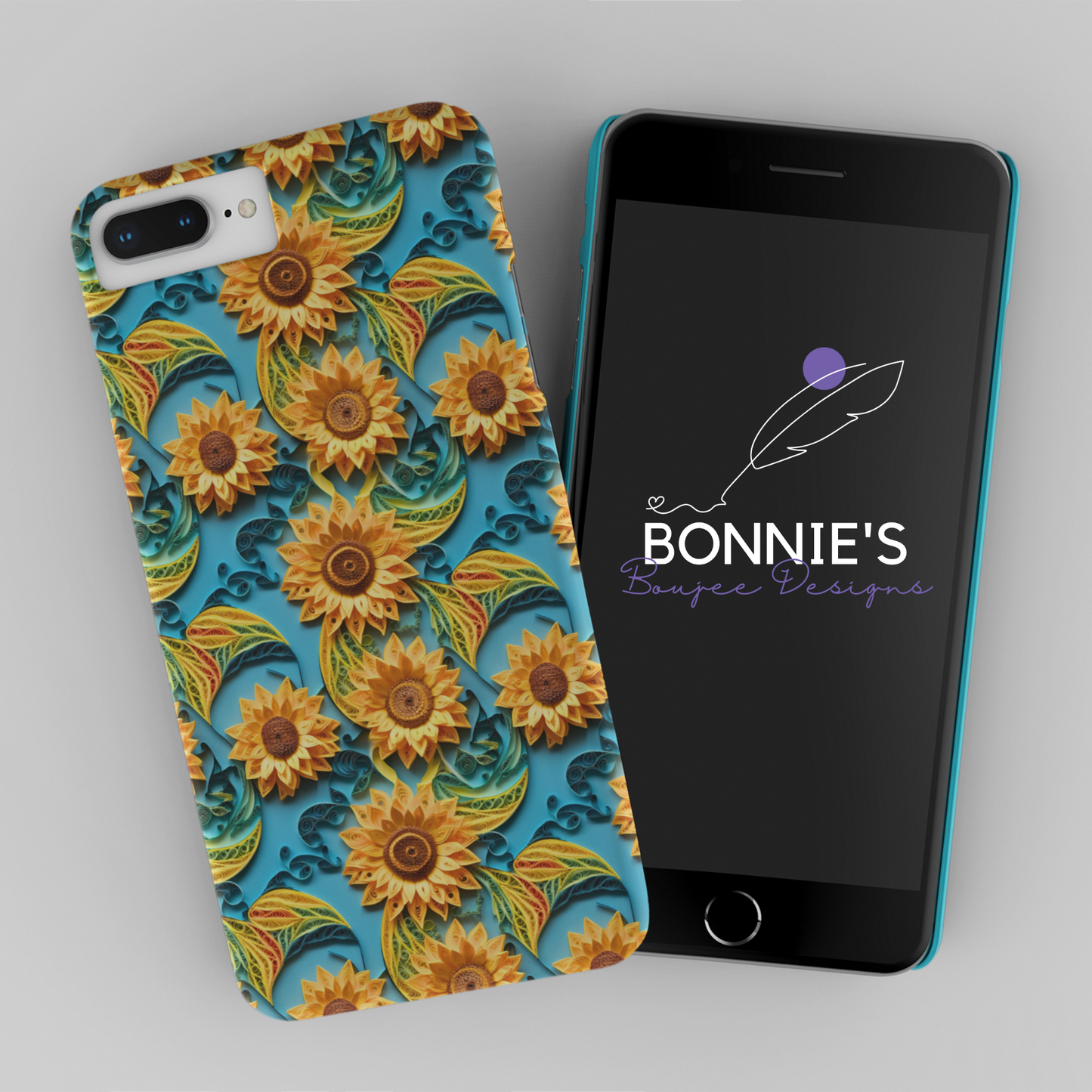 Paper Quilling Sunflower on Blue Seamless File