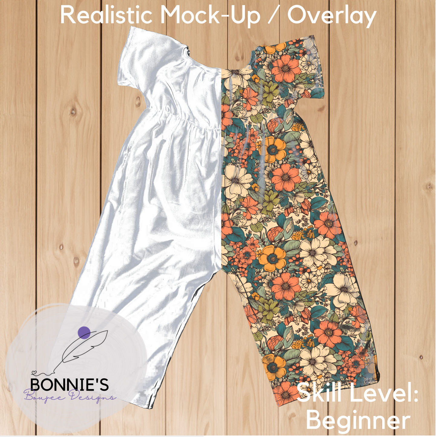 Mock-Up Margot Romper from SSC on Wood Background