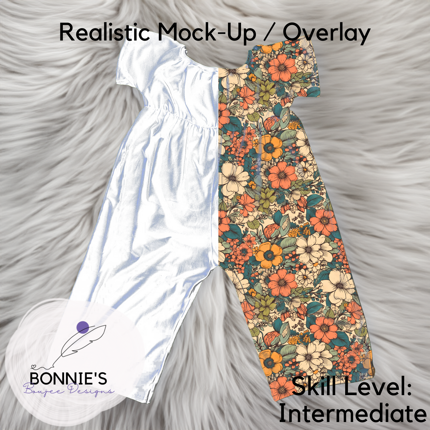 Mock-Up Margot Romper from SSC on Fur Background