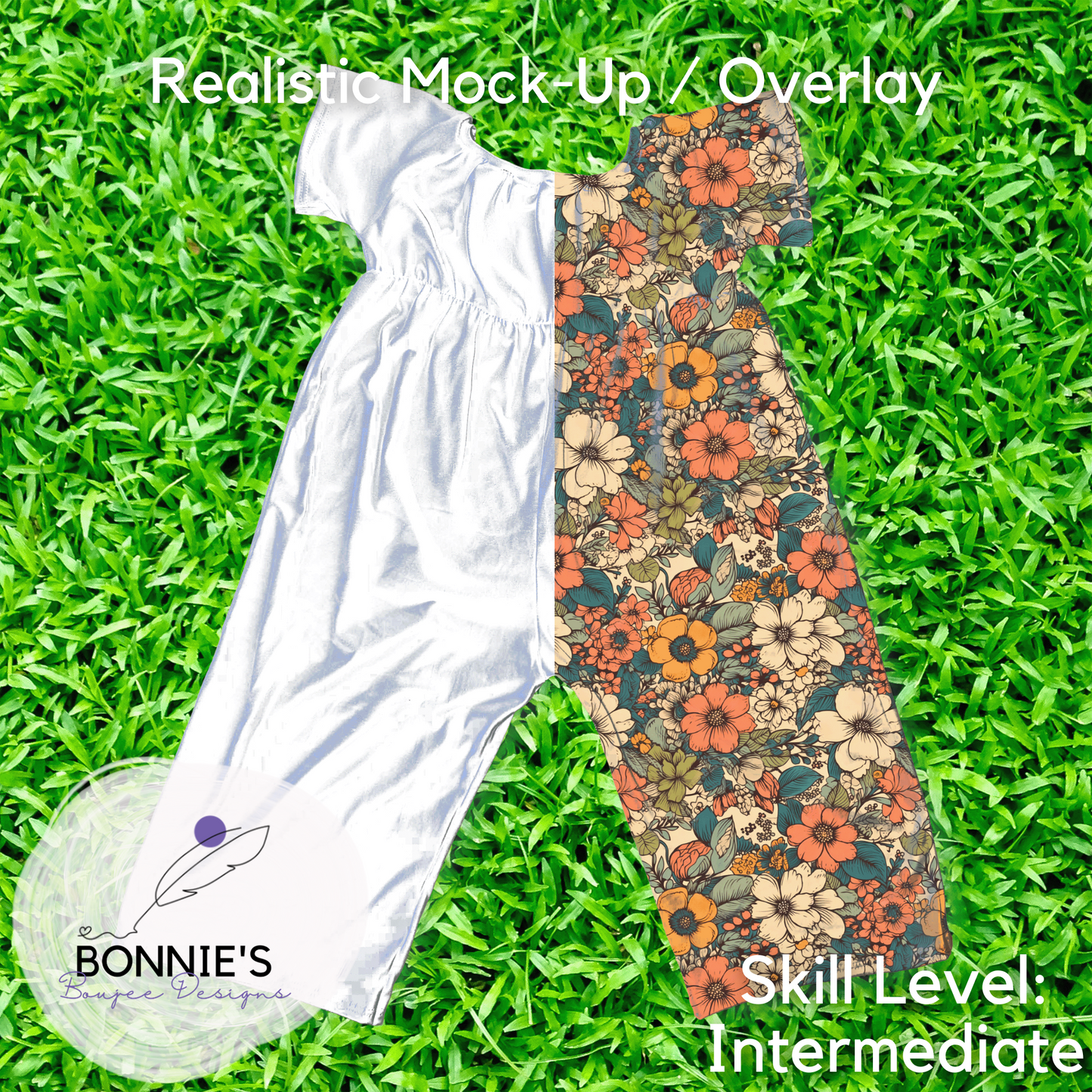 Mock-Up Margot Romper from SSC on Grass Background