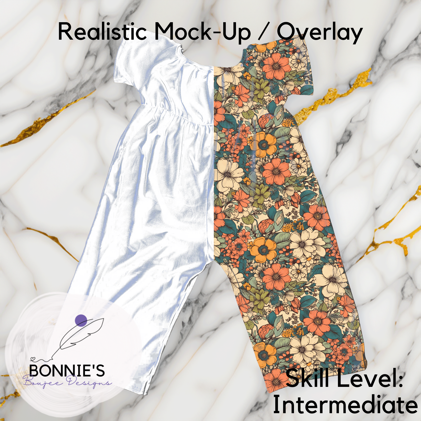 Mock-Up Margot Romper from SSC on Marble Background