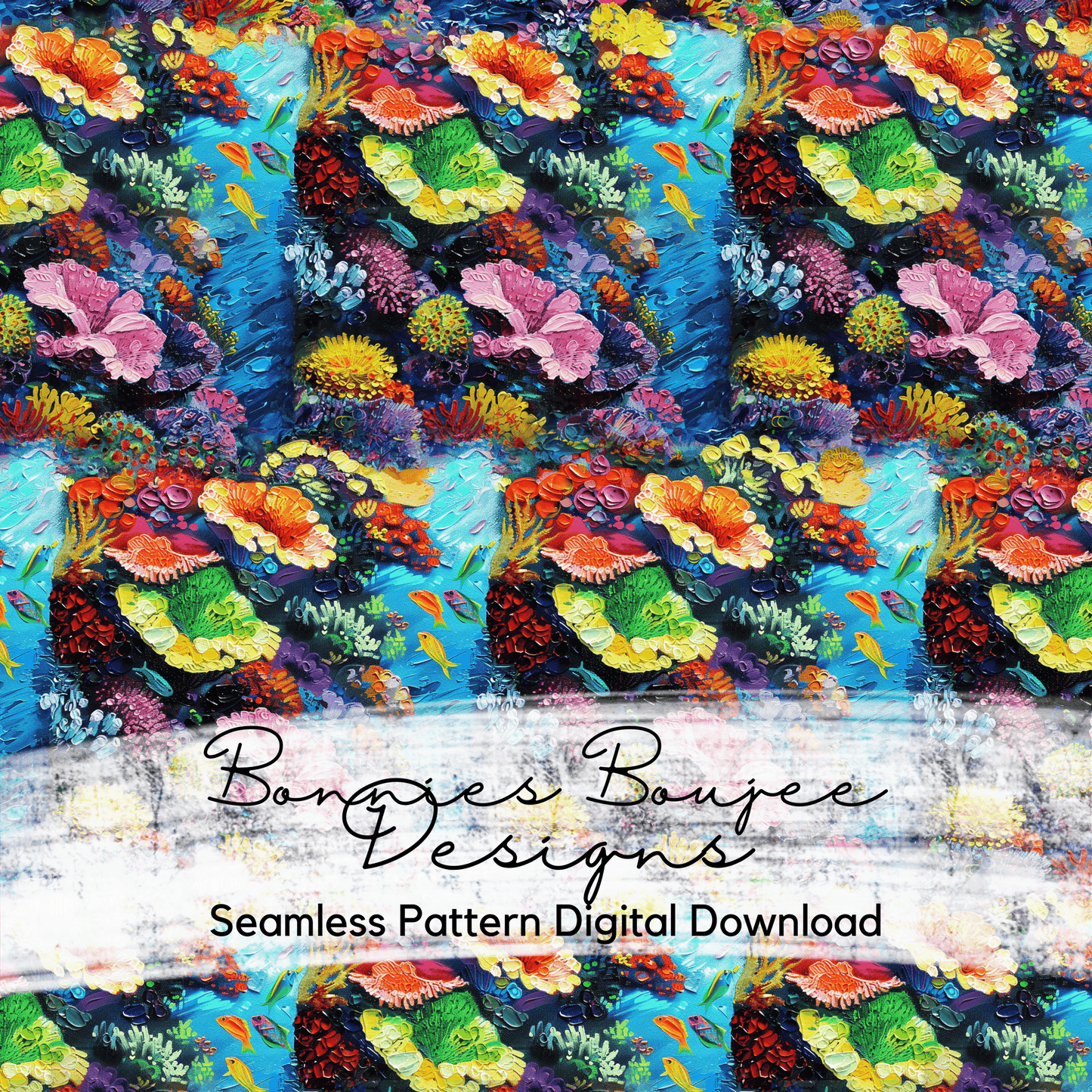 Painted Reef with Fish Seamless file