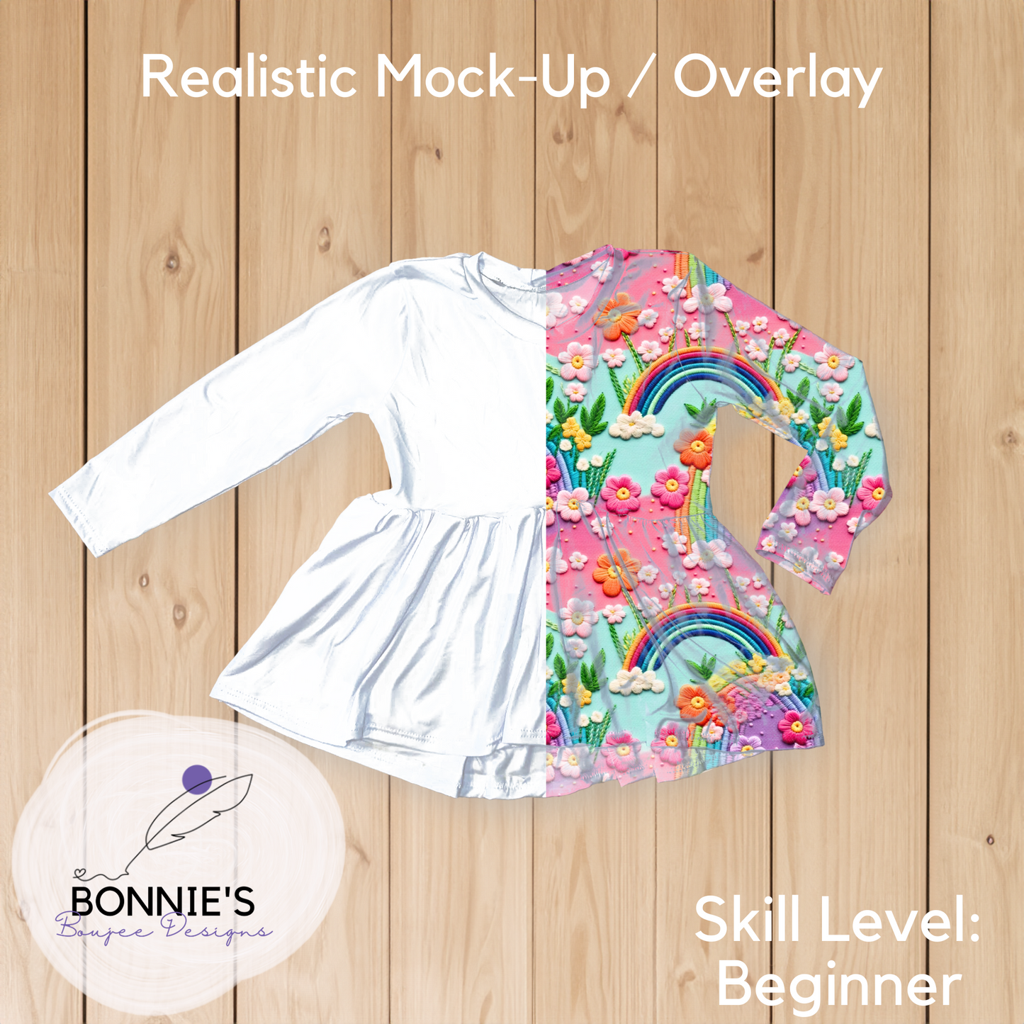 Mock-Up of Peplum Top from SMD on Wood Background