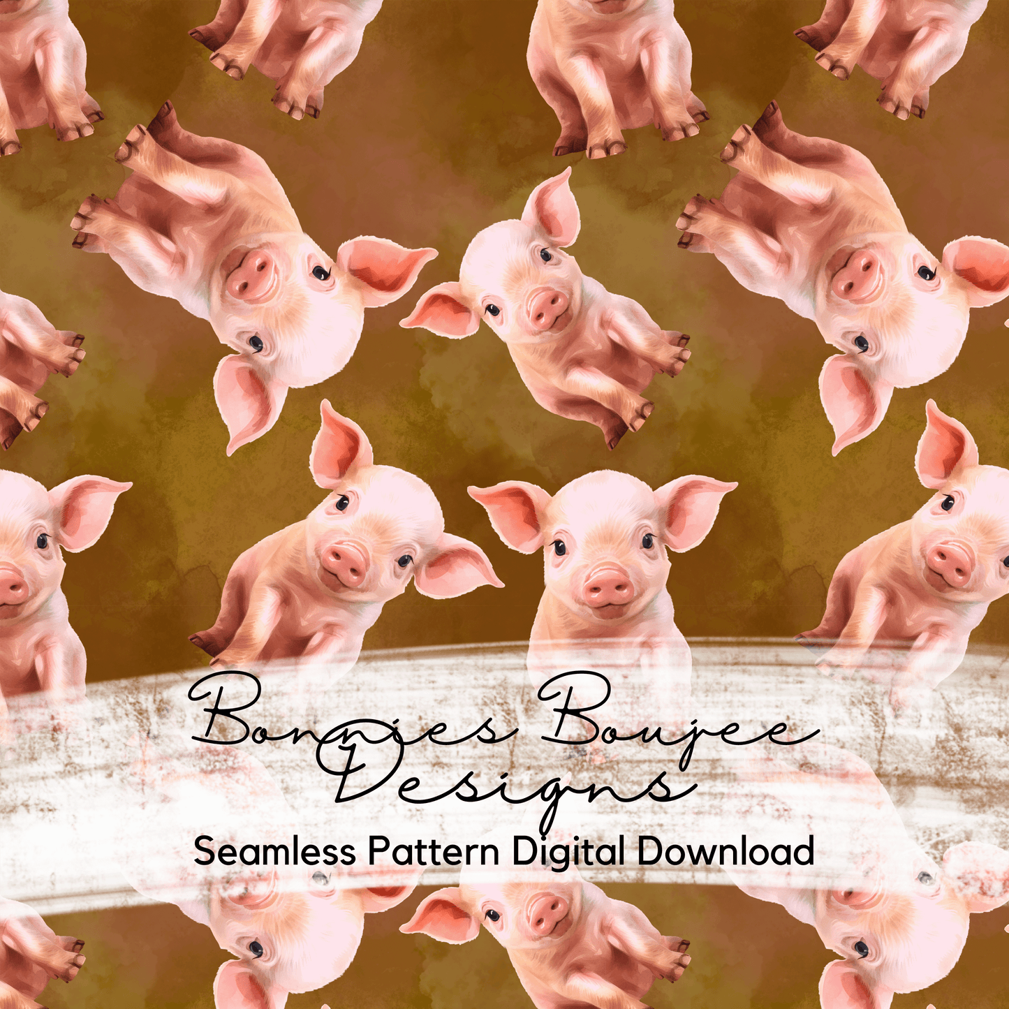 Baby Pig Watercolor Seamless File