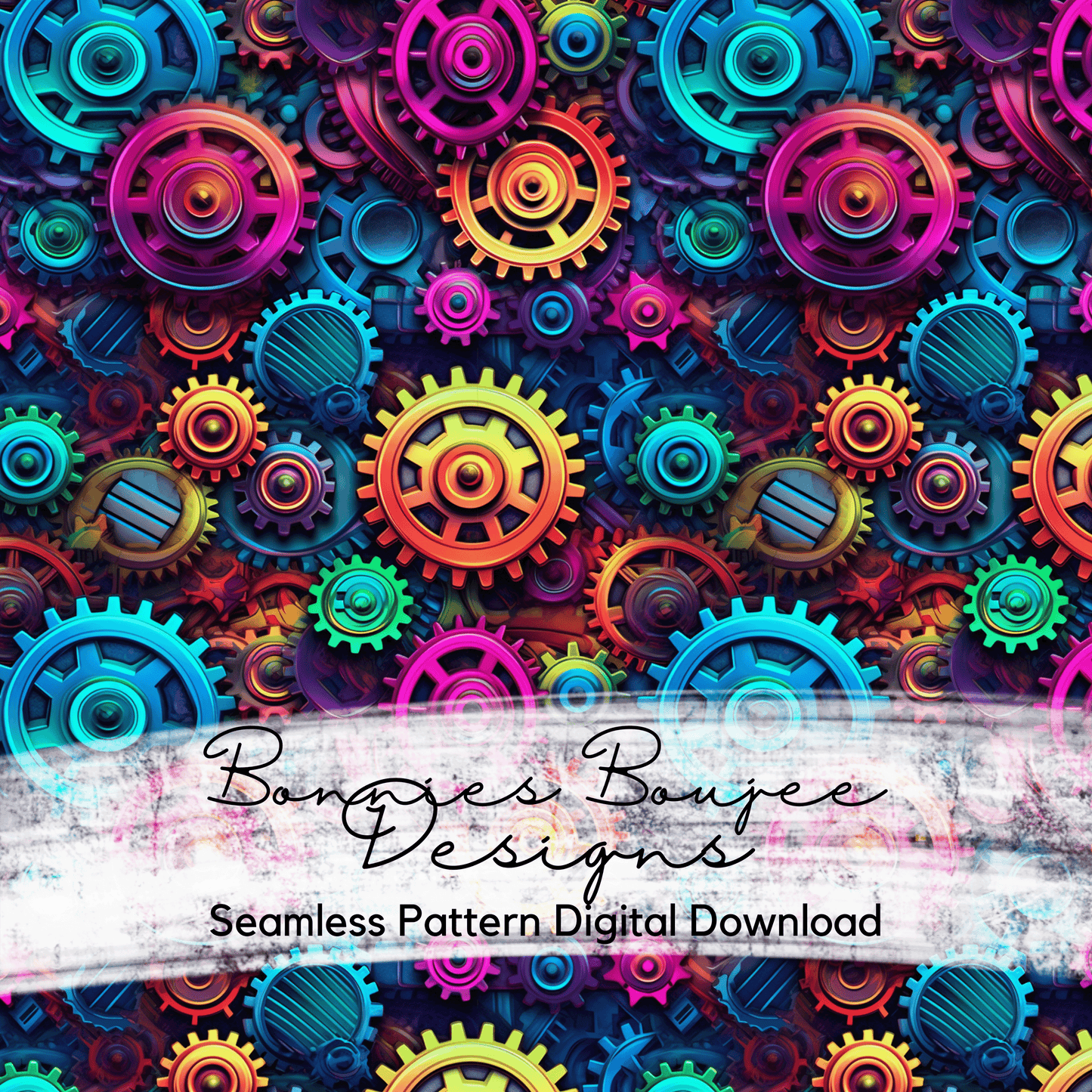 Multicolored Rainbow Steampunk Gears Seamless File