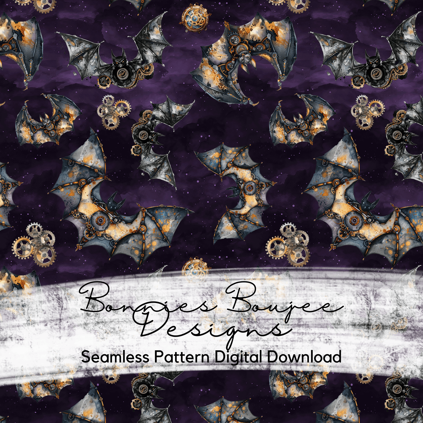 Steampunk Bats Seamless File on Three Colorways