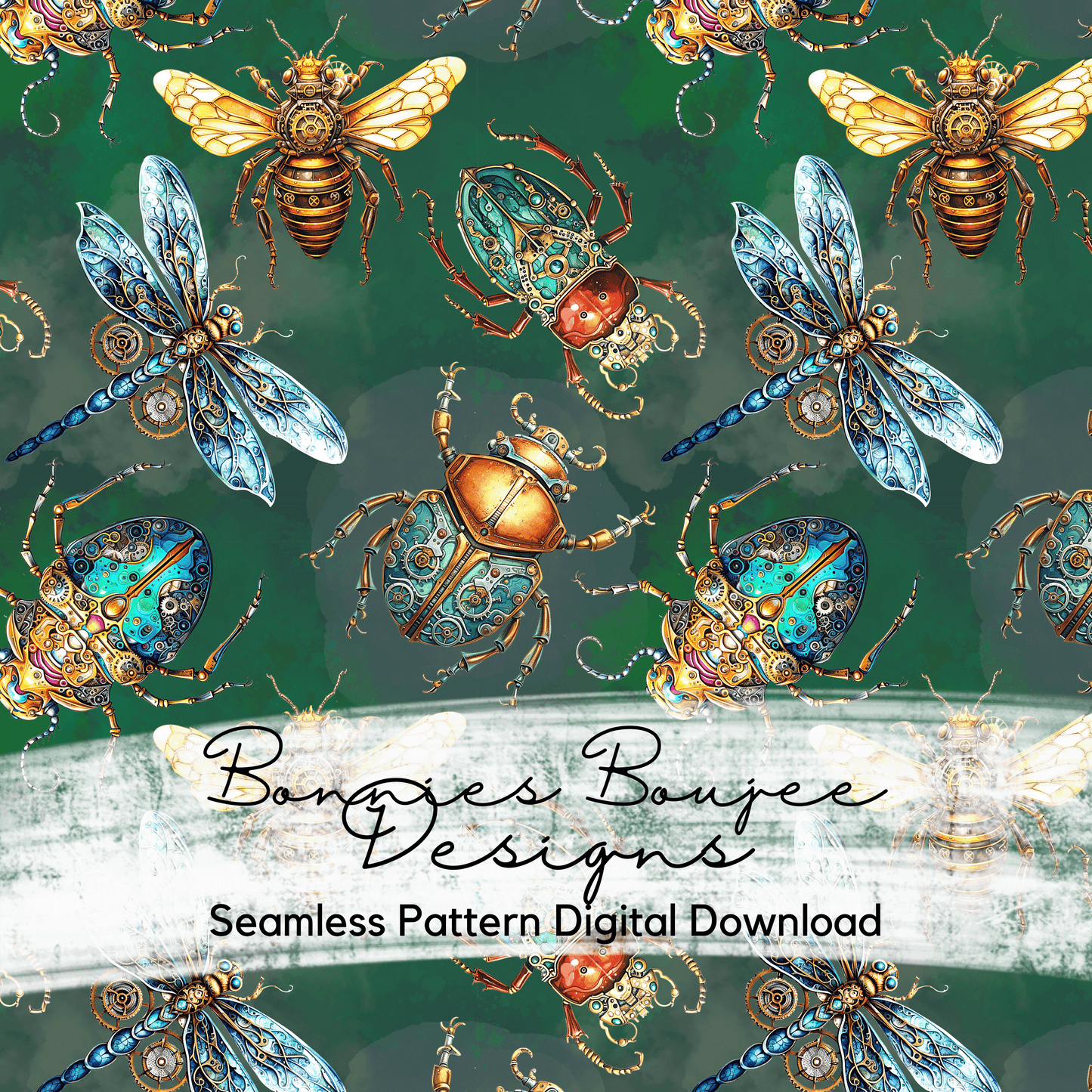 Steampunk Bugs Seamless File