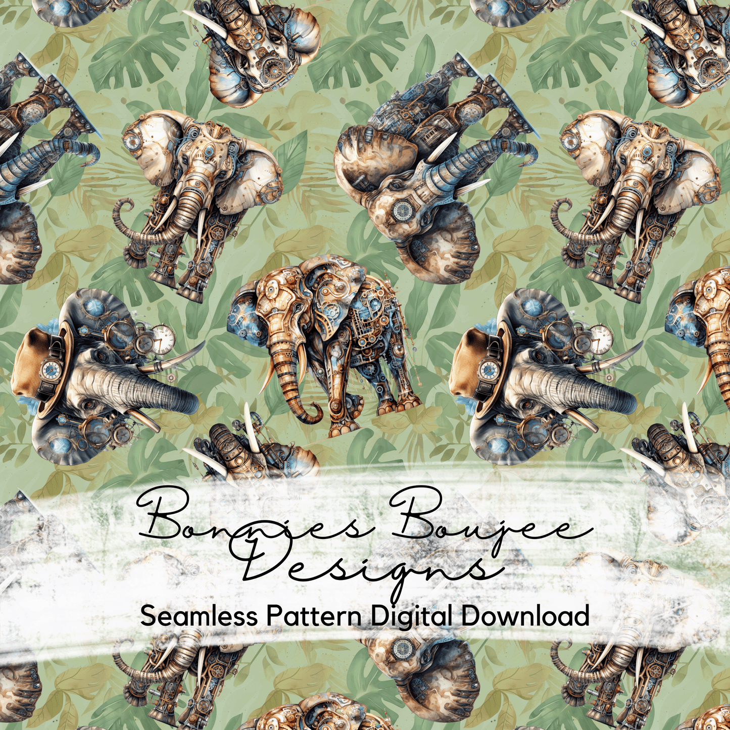 Steampunk Elephant Watercolor Bundle Purchase