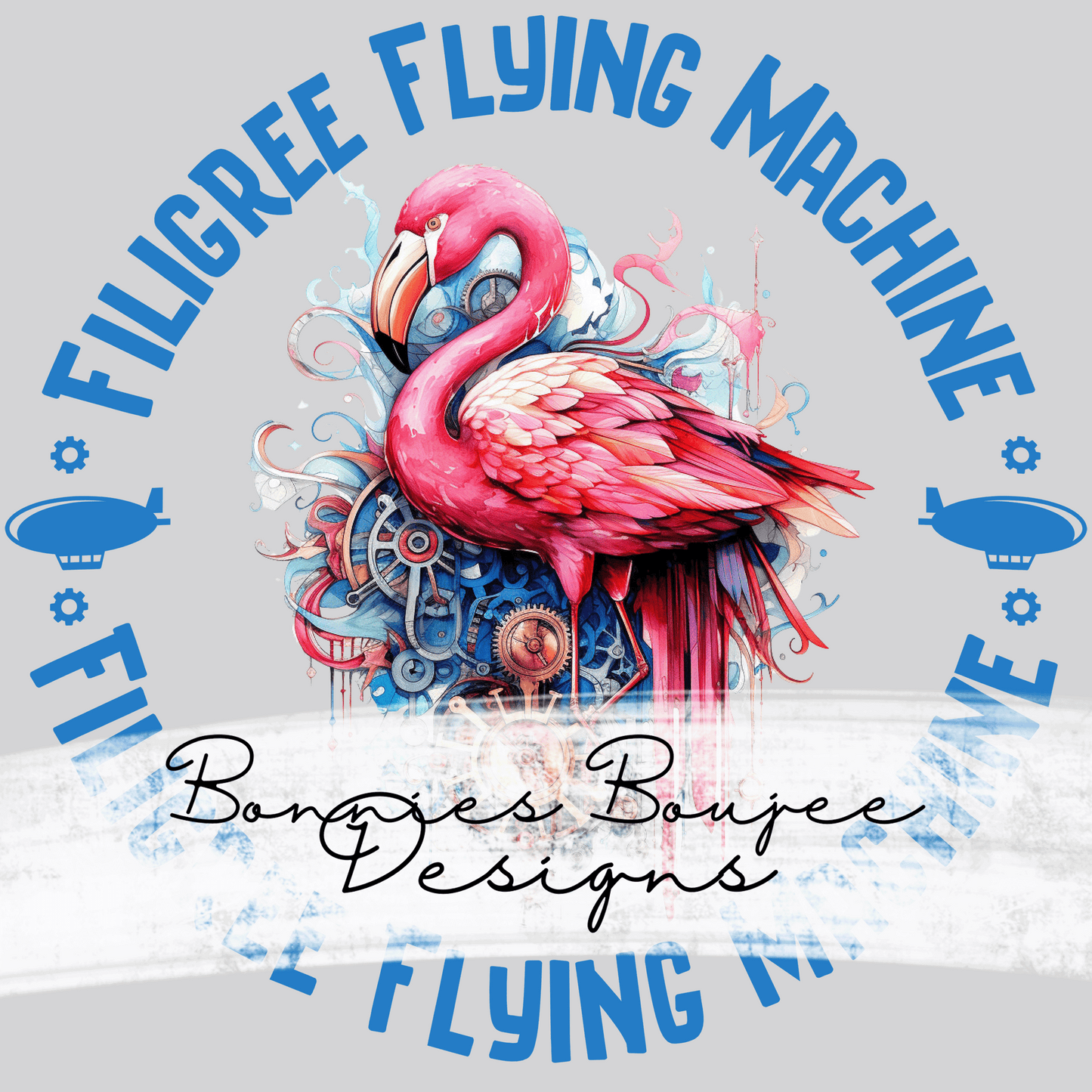 Steampunk Tropical Flamingo Watercolor Sub PNG - Coordinating