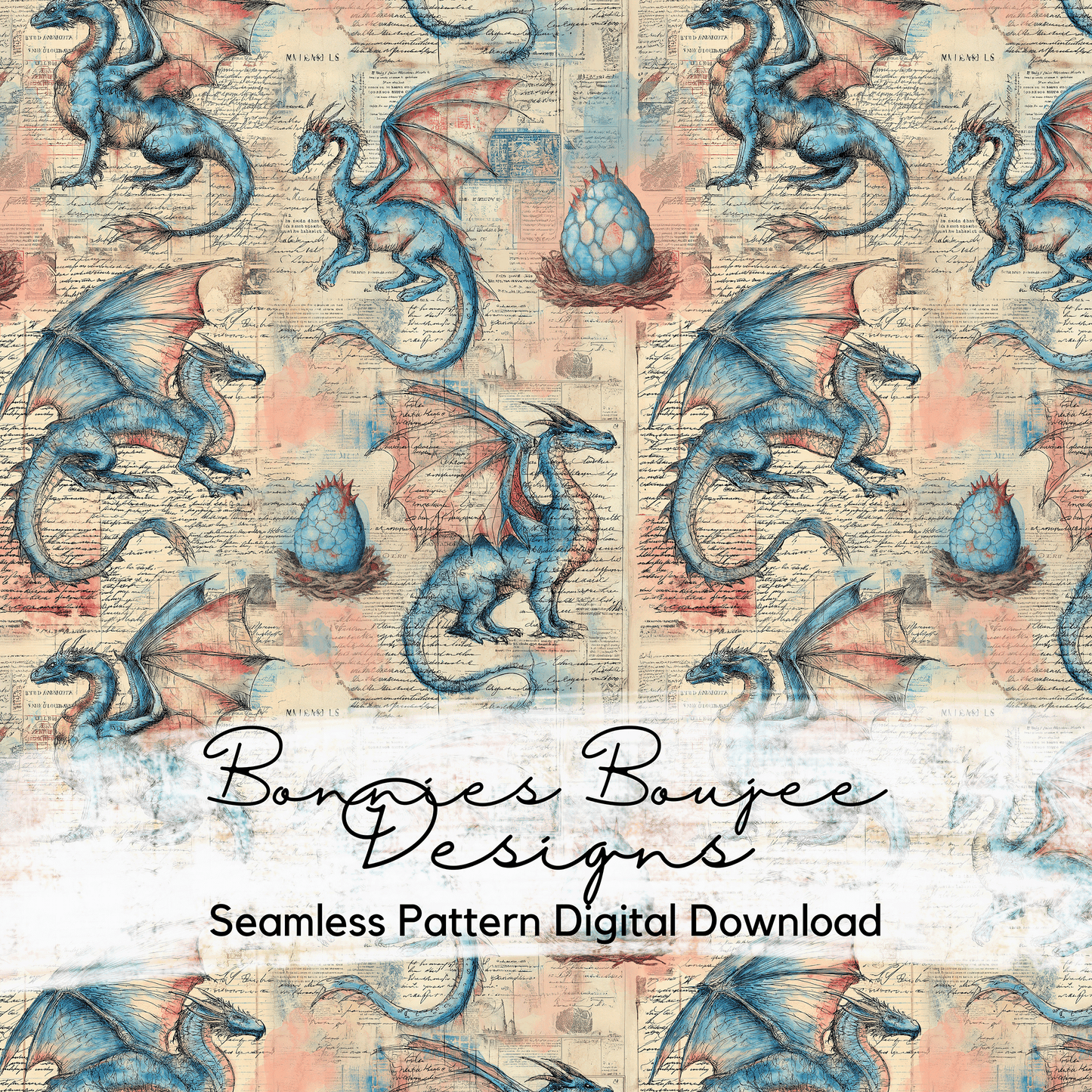 Dragon Scrapbook Textured Seamless File