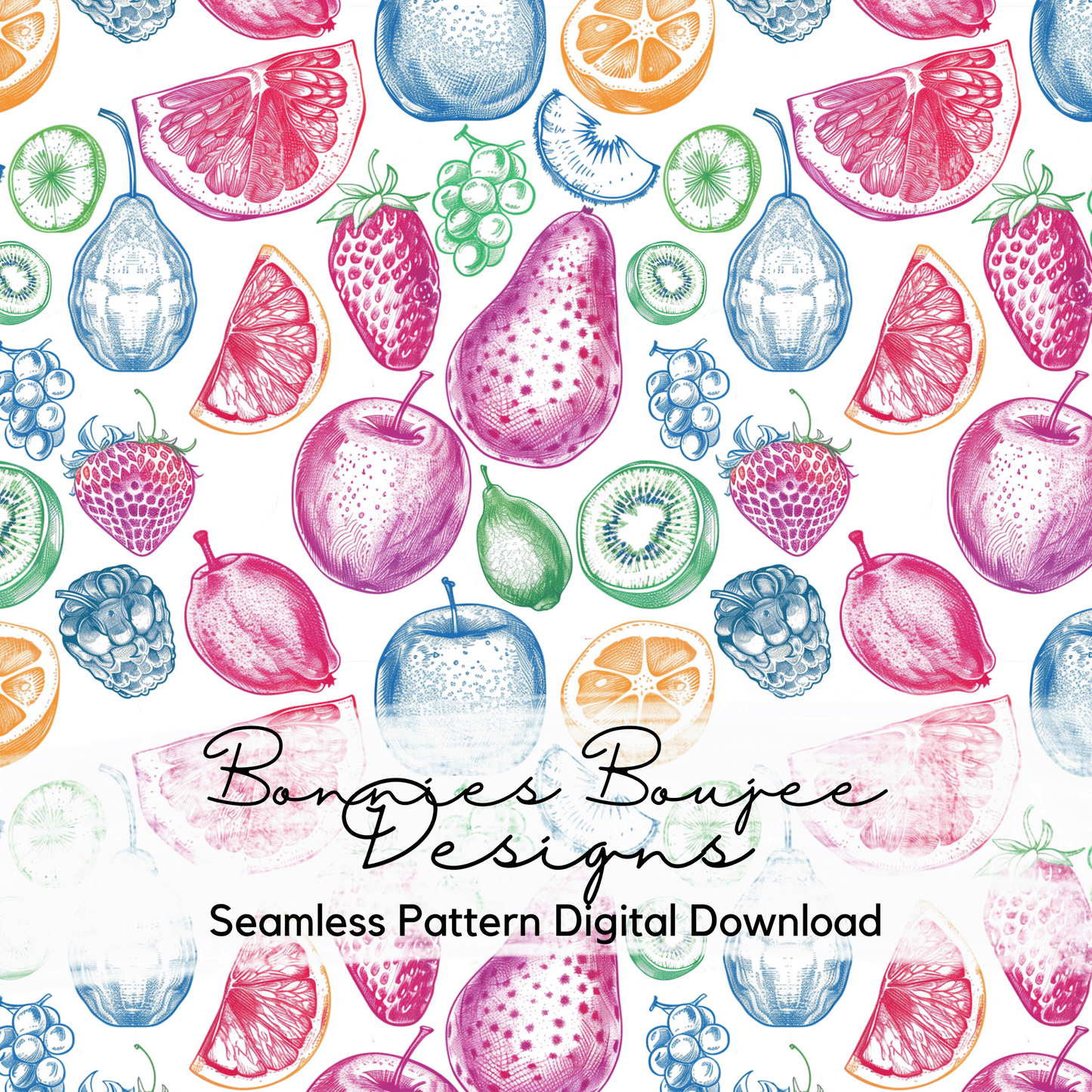 Sketched Fruits Bundle Seamless files