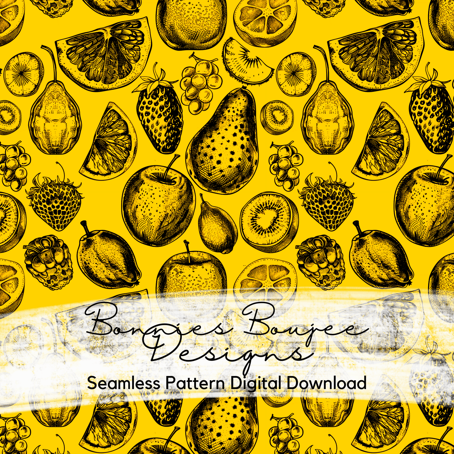 Sketched Fruits on Solid Colored Background Bundle Seamless files including SWIM SAFE colors