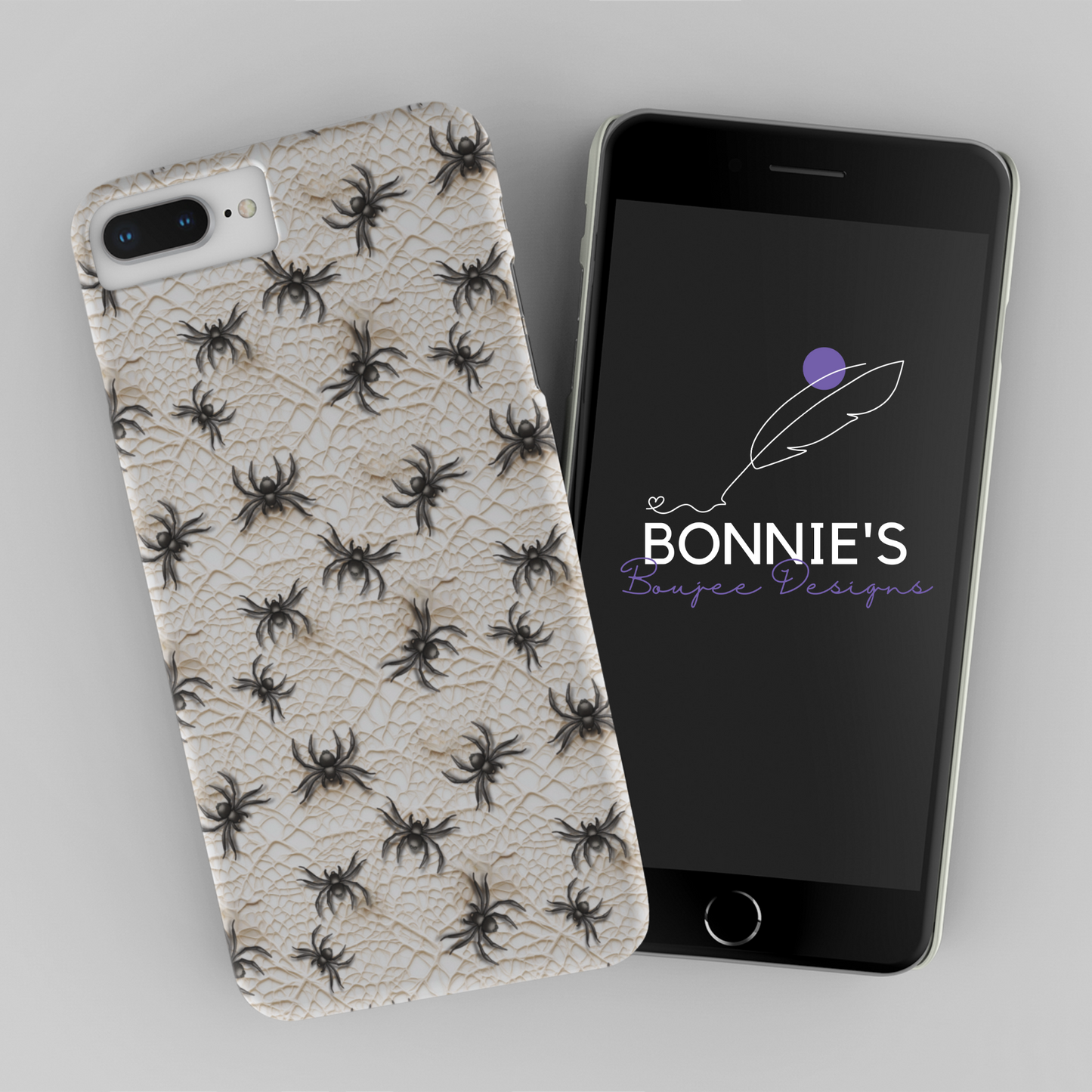 Realistic Spiders on a White Web Seamless Design