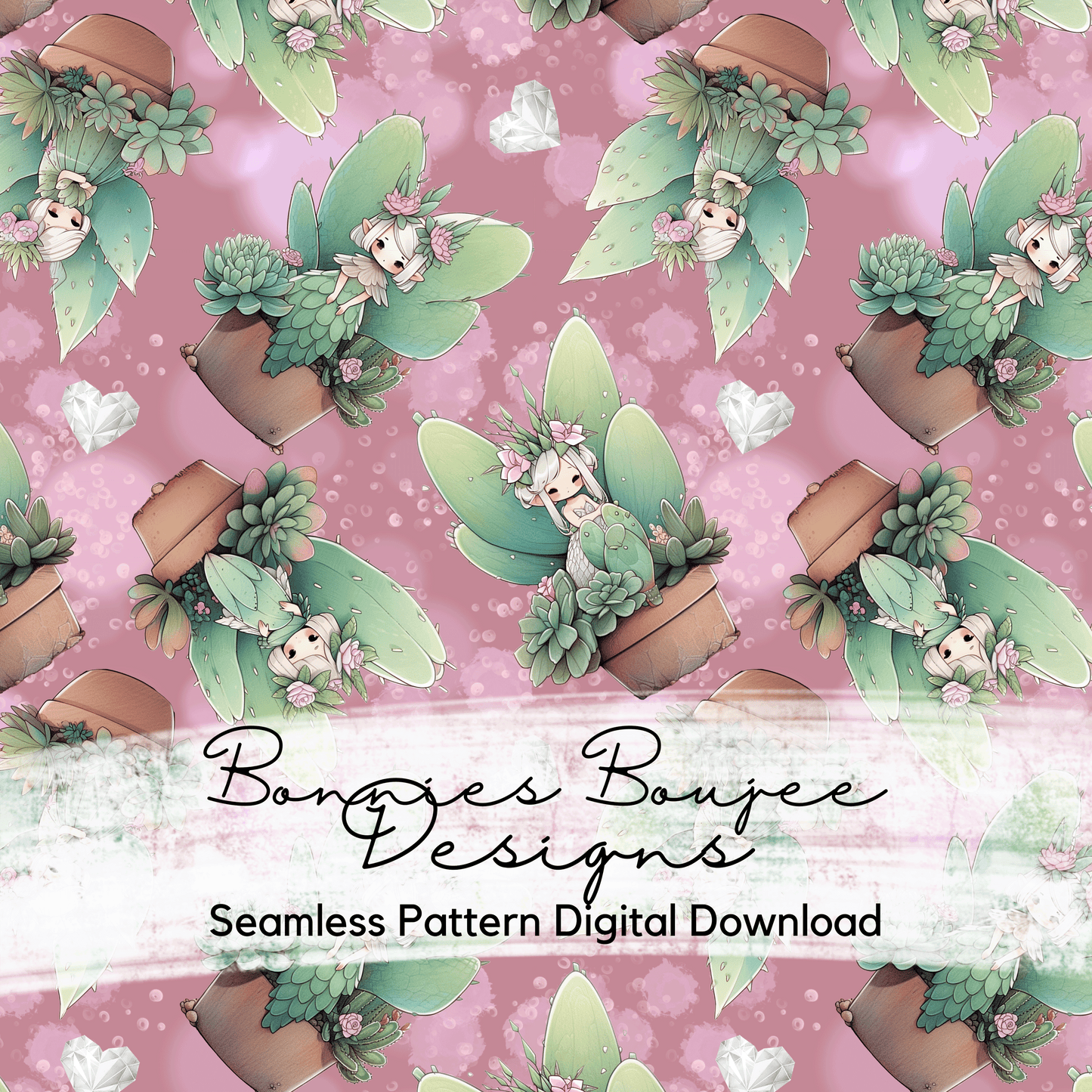 Potted Succulent Fairies with Mauve Seamless File