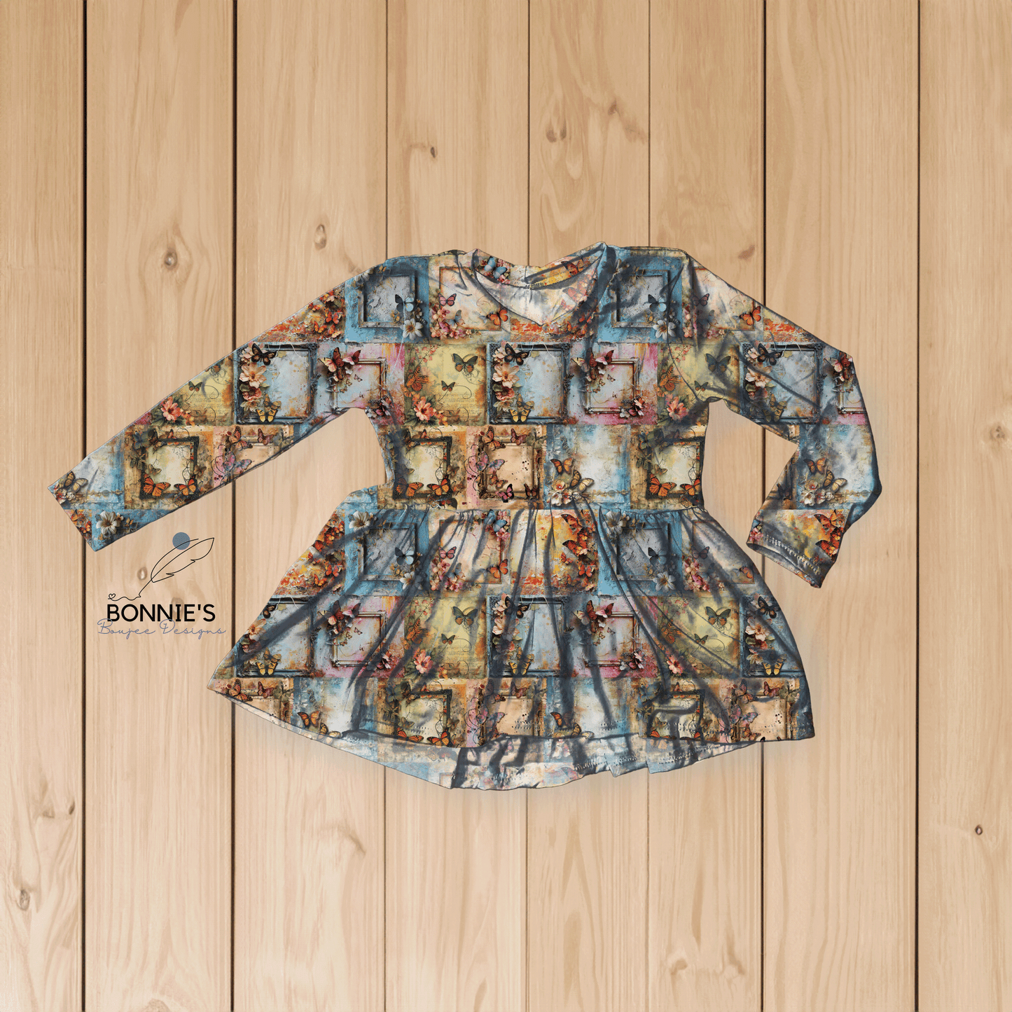 Rustic Butterflies and Flowers Textured Seamless File